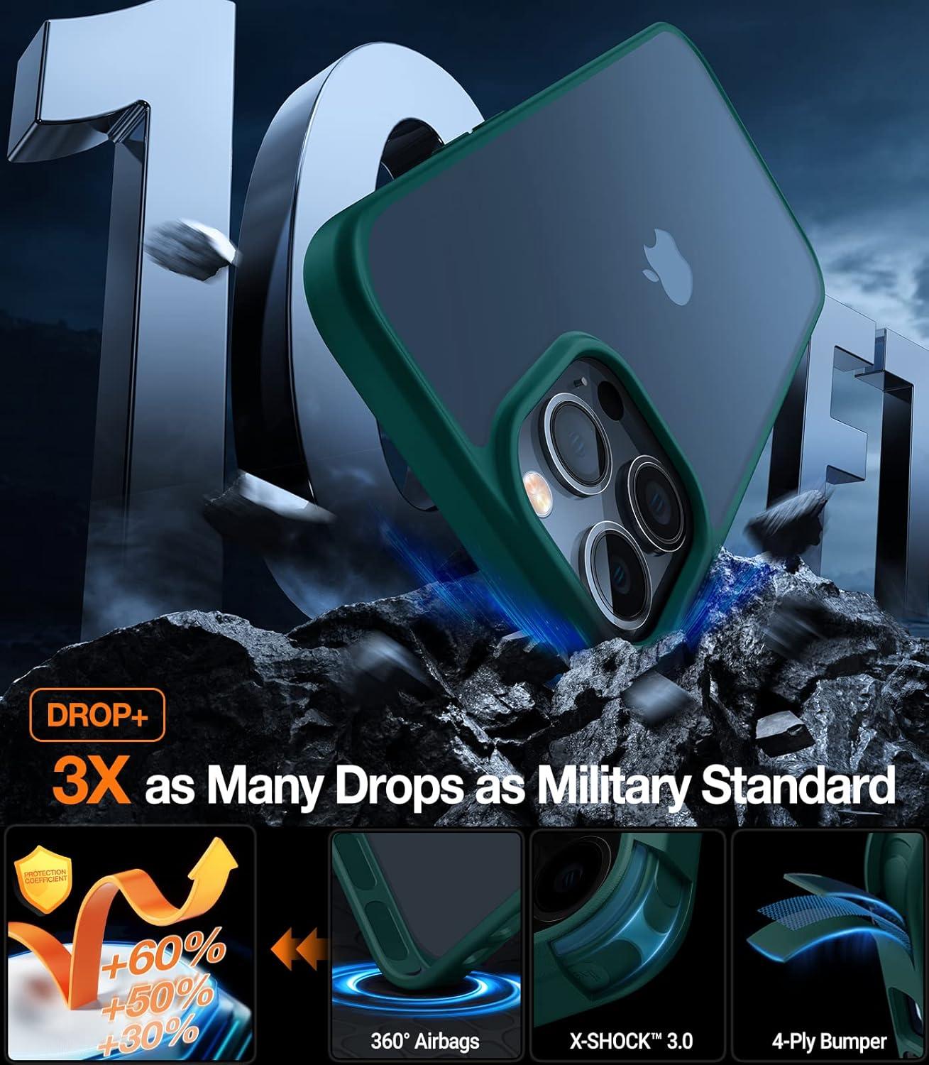 imageTORRAS Shockproof for iPhone 17 Pro Max Case with Camera Control Button 12FT Military Grade Drop Protection Enhanced Grip amp Soft Touch Translucent Slim 17 Pro Max Case with 3 Colors Buttons BlackGreen