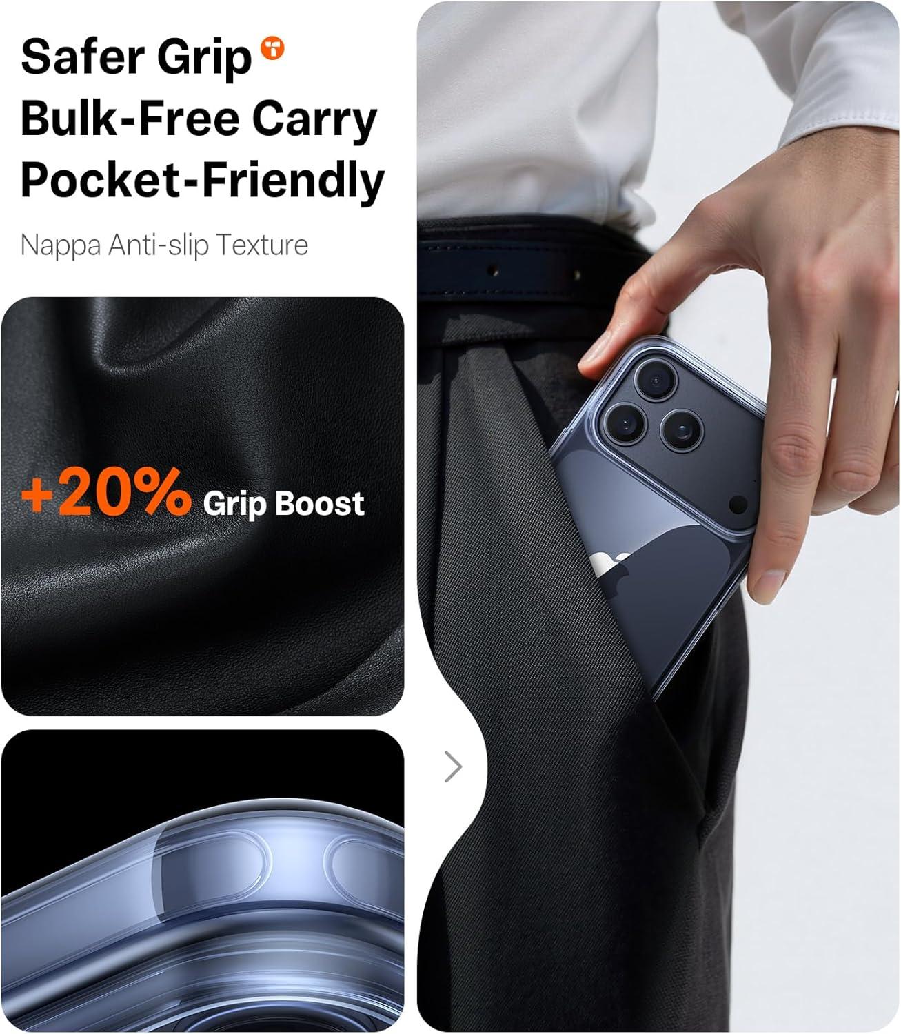 imageTORRAS Shockproof for iPhone 17 Pro Max Case with Camera Control Button 12FT Military Grade Drop Protection Enhanced Grip amp Soft Touch Translucent Slim 17 Pro Max Case with 3 Colors Buttons BlackClear