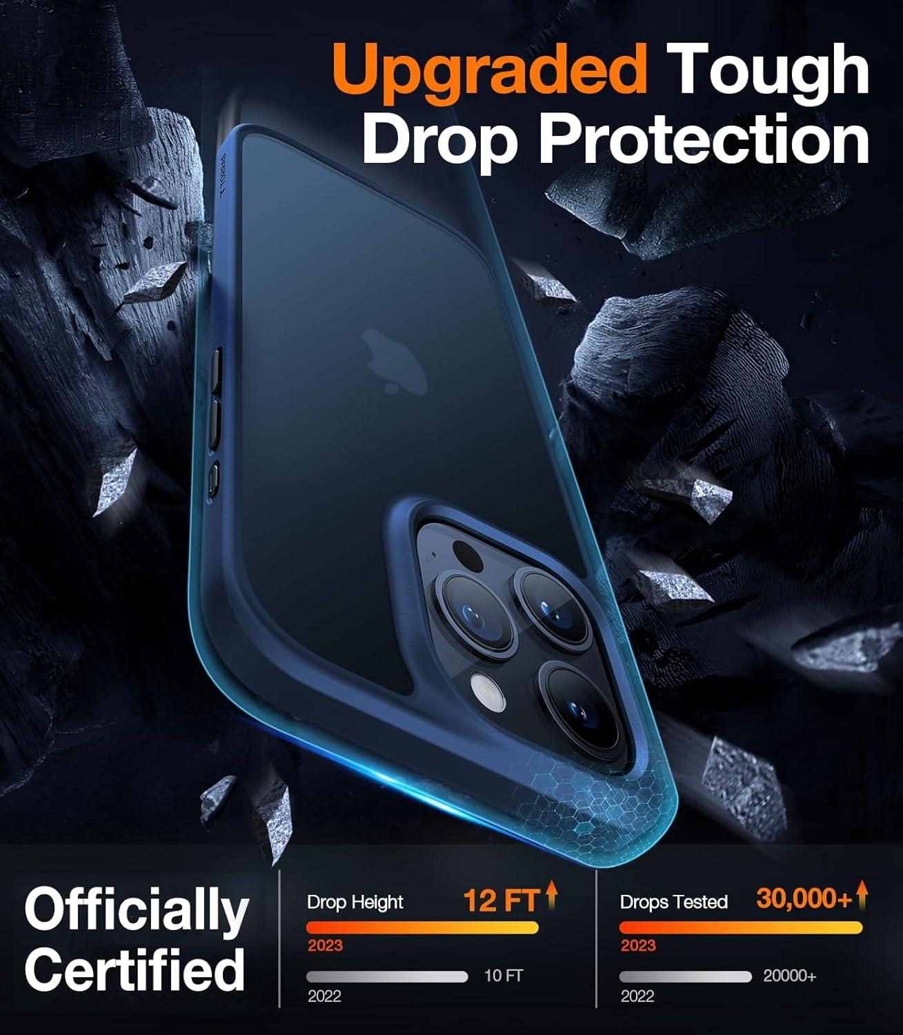 imageTORRAS Shockproof for iPhone 17 Pro Max Case with Camera Control Button 12FT Military Grade Drop Protection Enhanced Grip amp Soft Touch Translucent Slim 17 Pro Max Case with 3 Colors Buttons BlackBlue