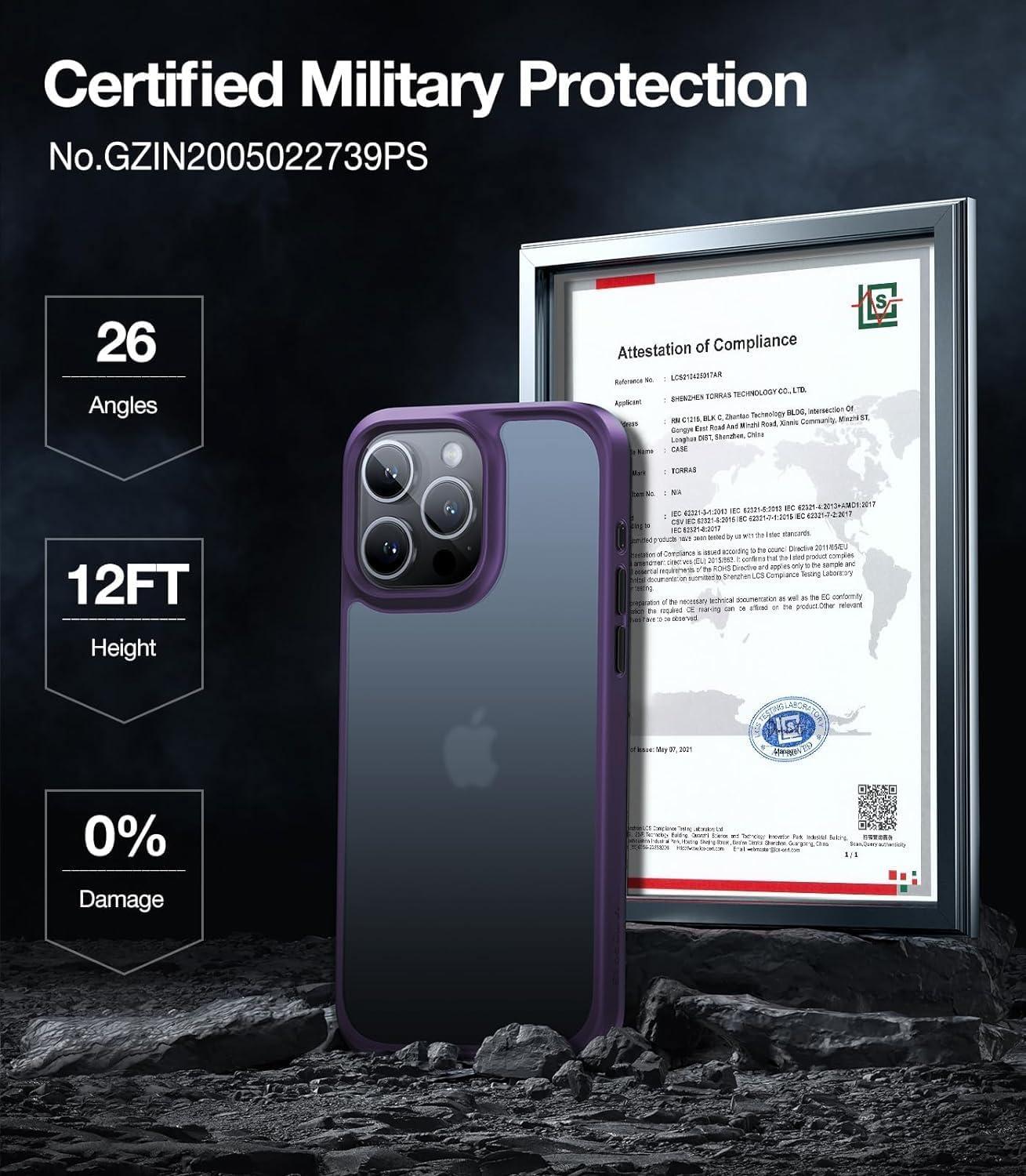 imageTORRAS Shockproof for iPhone 17 Pro Max Case with Camera Control Button 12FT Military Grade Drop Protection Enhanced Grip amp Soft Touch Translucent Slim 17 Pro Max Case with 3 Colors Buttons BlackPurple