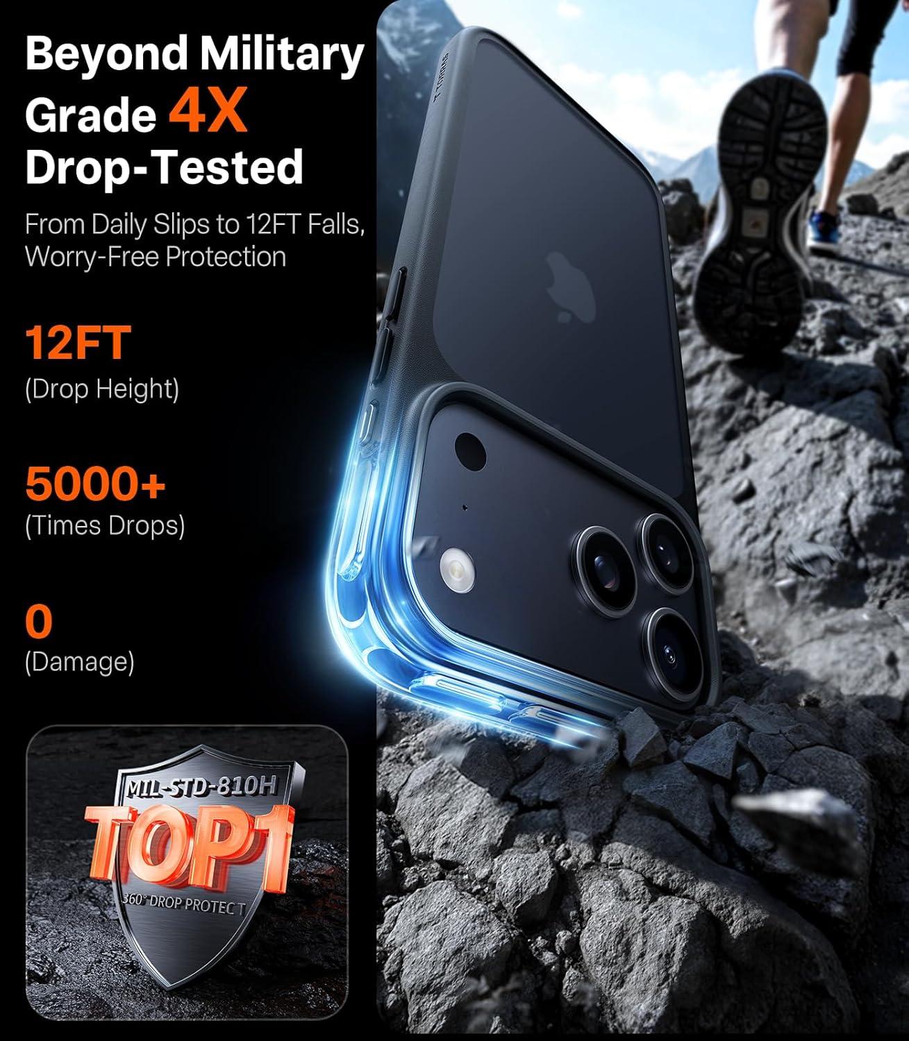 imageTORRAS Shockproof for iPhone 17 Pro Max Case with Camera Control Button 12FT Military Grade Drop Protection Enhanced Grip amp Soft Touch Translucent Slim 17 Pro Max Case with 3 Colors Buttons BlackDeep Blue