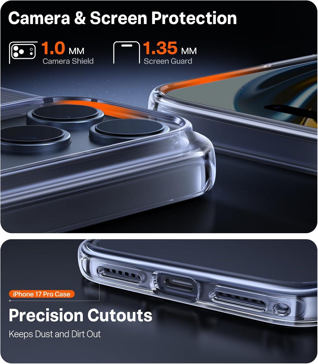 imageTORRAS Shockproof for iPhone 17 Pro Max Case with Camera Control Button 12FT Military Grade Drop Protection Enhanced Grip amp Soft Touch Translucent Slim 17 Pro Max Case with 3 Colors Buttons BlackClear