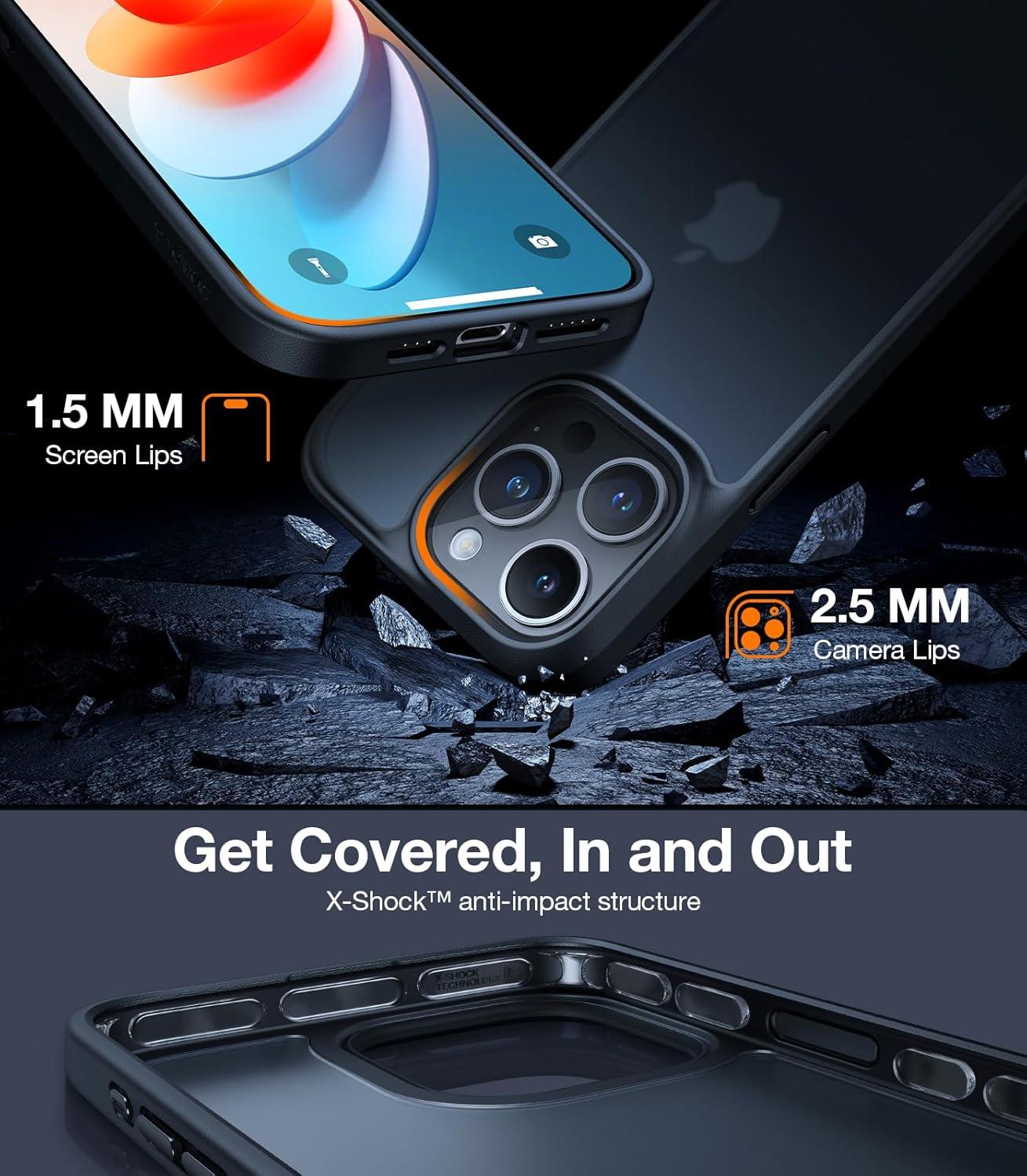 imageTORRAS Shockproof for iPhone 17 Pro Max Case with Camera Control Button 12FT Military Grade Drop Protection Enhanced Grip amp Soft Touch Translucent Slim 17 Pro Max Case with 3 Colors Buttons BlackBlack