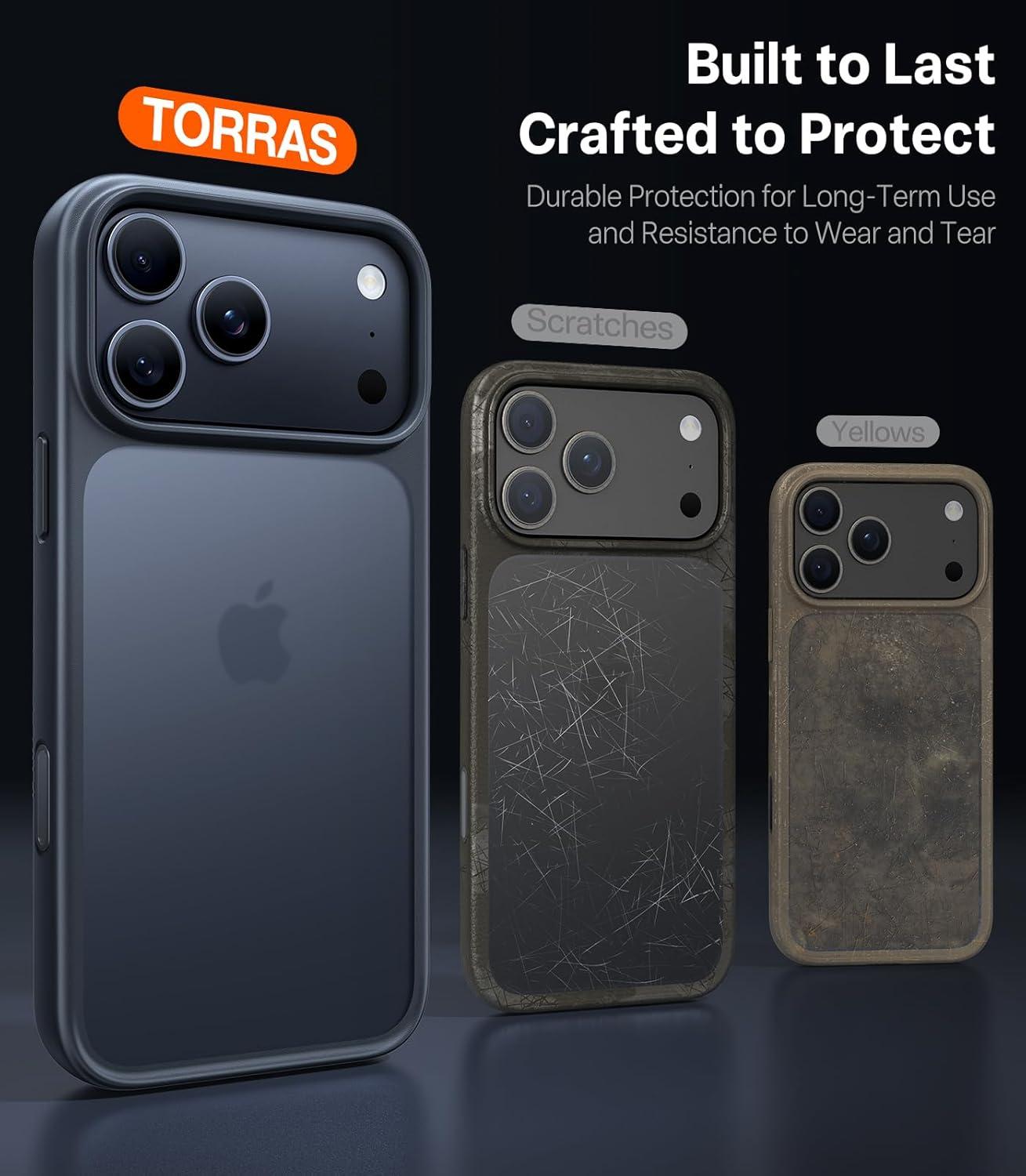 imageTORRAS Shockproof for iPhone 17 Pro Max Case with Camera Control Button 12FT Military Grade Drop Protection Enhanced Grip amp Soft Touch Translucent Slim 17 Pro Max Case with 3 Colors Buttons BlackBlack