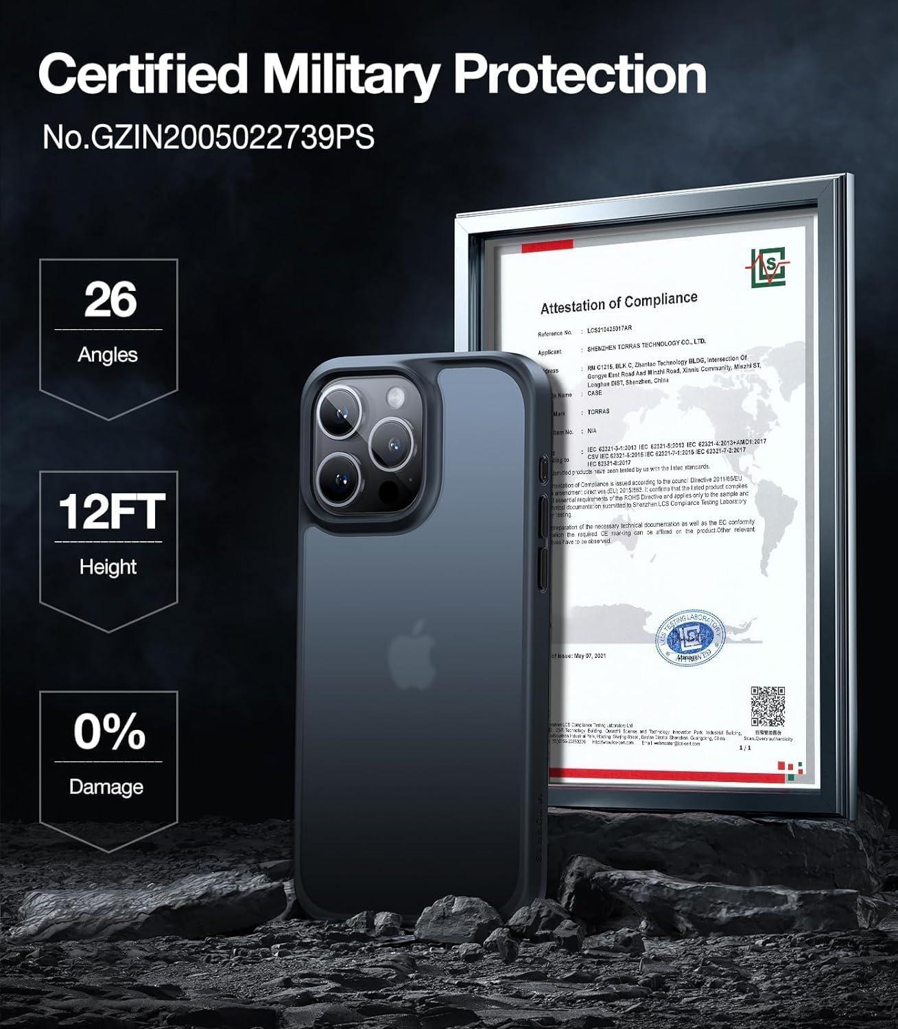 imageTORRAS Shockproof for iPhone 17 Pro Max Case with Camera Control Button 12FT Military Grade Drop Protection Enhanced Grip amp Soft Touch Translucent Slim 17 Pro Max Case with 3 Colors Buttons BlackBlack