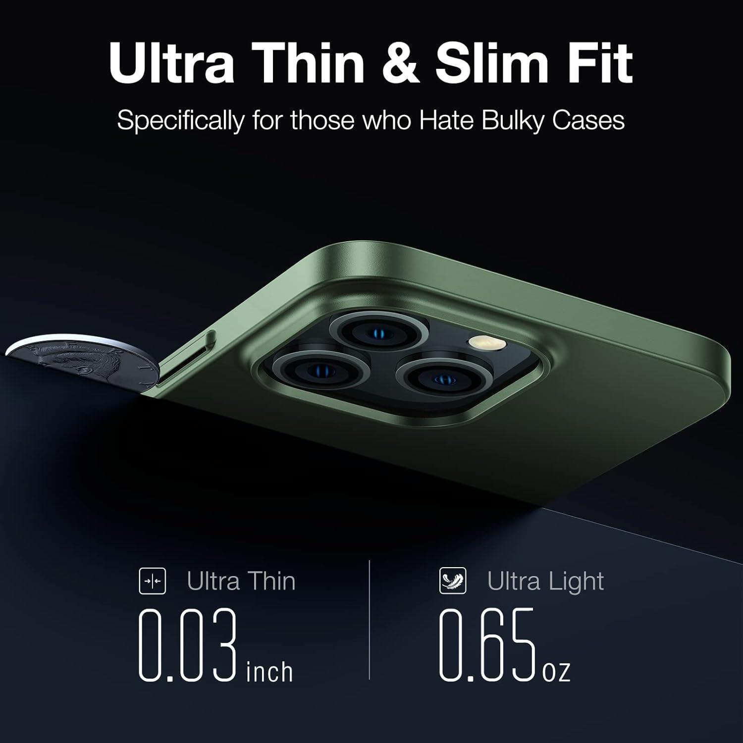 imageTORRAS Slim Fit for iPhone 12 Pro Max Case UltraThin Cover with NonSlip Grip amp No Fingerprint Hard Plastic Super Slim Phone Case for iPhone 12 Pro Max Phone Case 67 inch Space BlackGreen