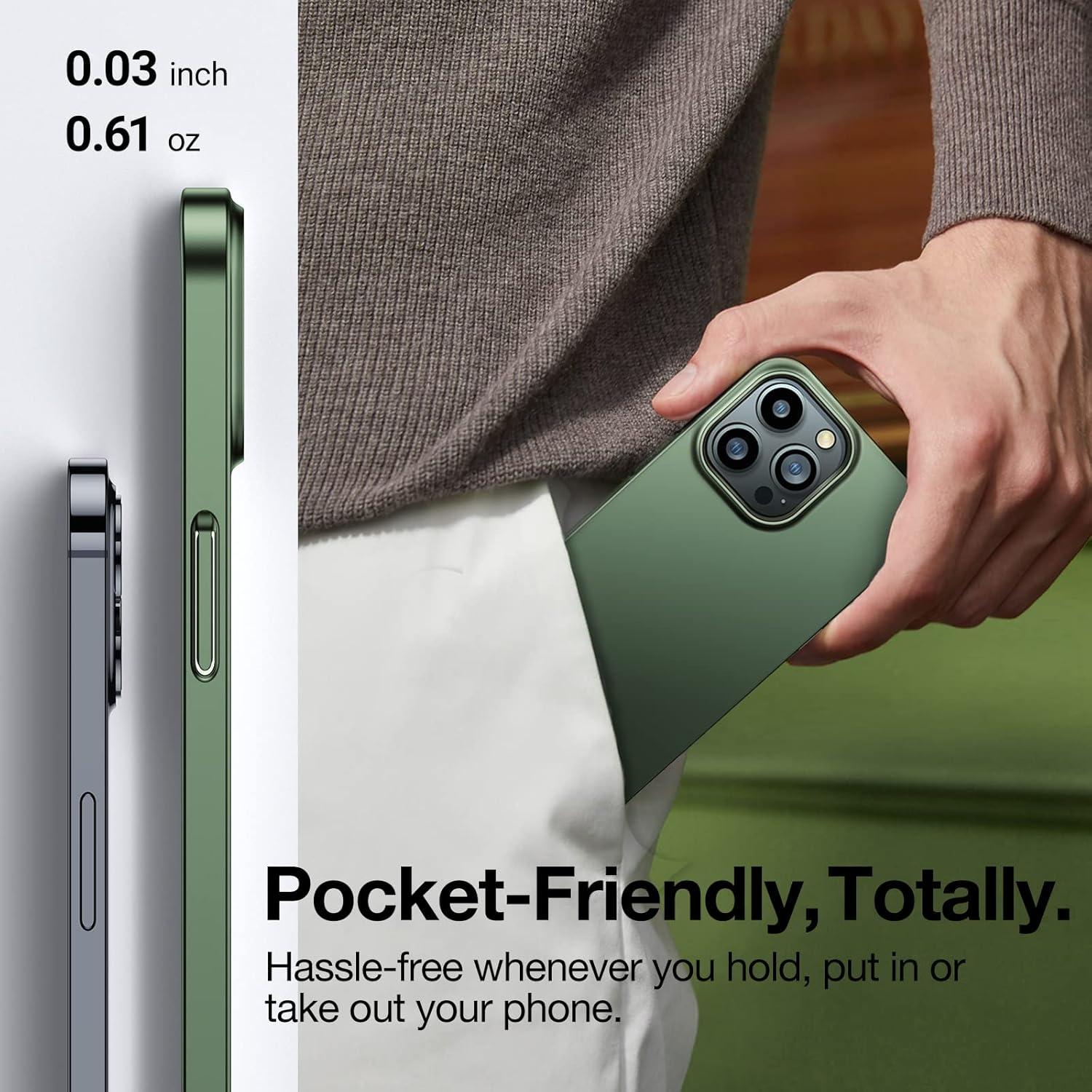 imageTORRAS Slim Fit for iPhone 12 Pro Max Case UltraThin Cover with NonSlip Grip amp No Fingerprint Hard Plastic Super Slim Phone Case for iPhone 12 Pro Max Phone Case 67 inch Space BlackGreen