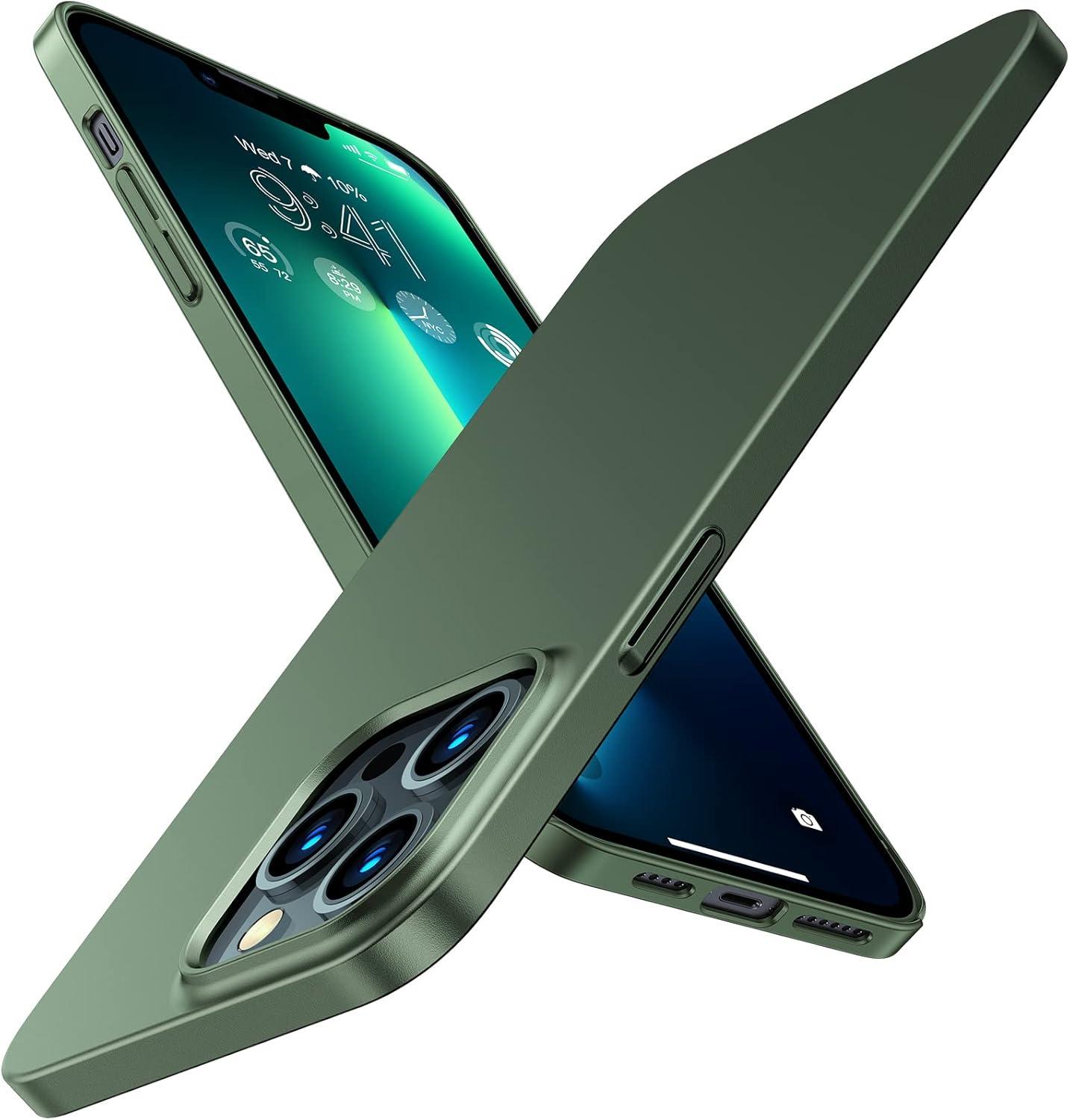 imageTORRAS Slim Fit for iPhone 12 Pro Max Case UltraThin Cover with NonSlip Grip amp No Fingerprint Hard Plastic Super Slim Phone Case for iPhone 12 Pro Max Phone Case 67 inch Space BlackGreen