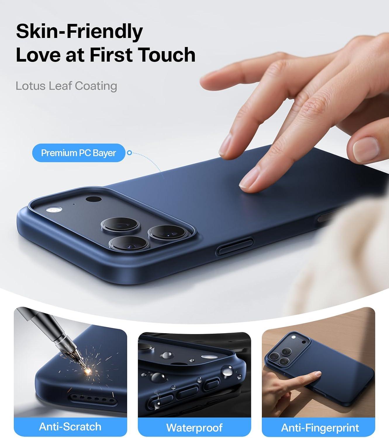 imageTORRAS Slim Fit for iPhone 16 Pro Max Case Clear Ultra Thin Phone Case for iPhone 16 Pro Max Non Yellowing AntiScratch Hard Plastics Lightweight iPhone 16 Pro Max Phone Case 69 ClearDeep Blue