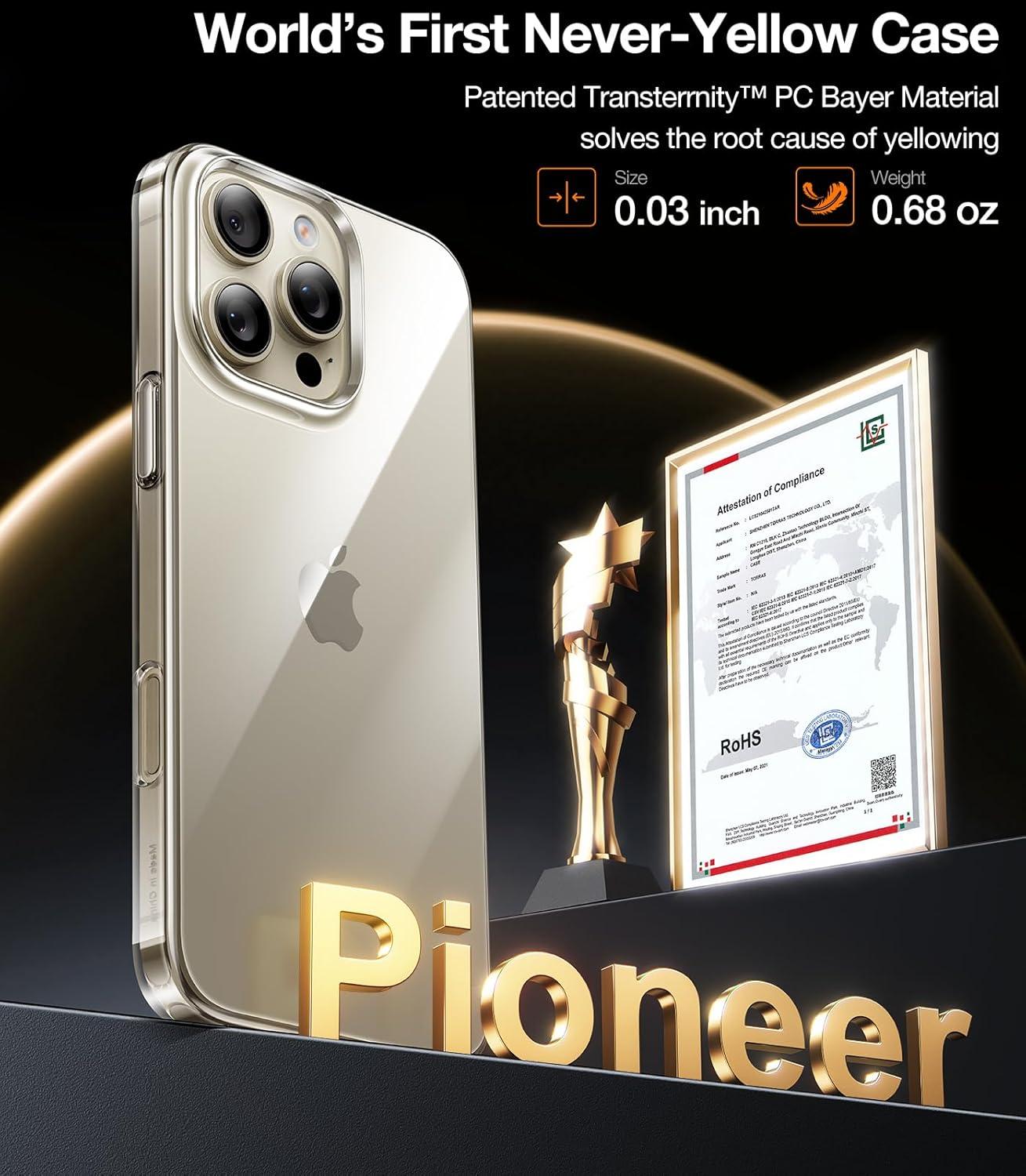 imageTORRAS Slim Fit for iPhone 16 Pro Max Case Clear Ultra Thin Phone Case for iPhone 16 Pro Max Non Yellowing AntiScratch Hard Plastics Lightweight iPhone 16 Pro Max Phone Case 69 ClearClear