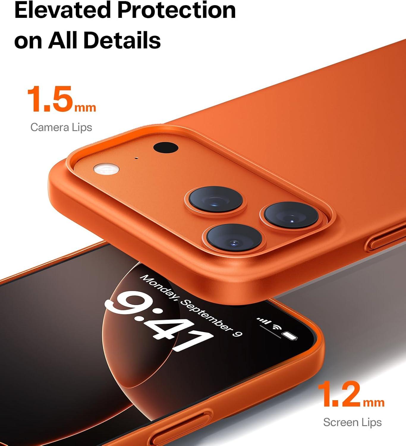 imageTORRAS Slim Fit for iPhone 17 Pro Max Case Ultra Thin 17 Pro Max Case Lightweight Matte AntiScratch Hard PC Cover Phone Case for iPhone 17 Pro Max 69 inch ClearCosmic Orange