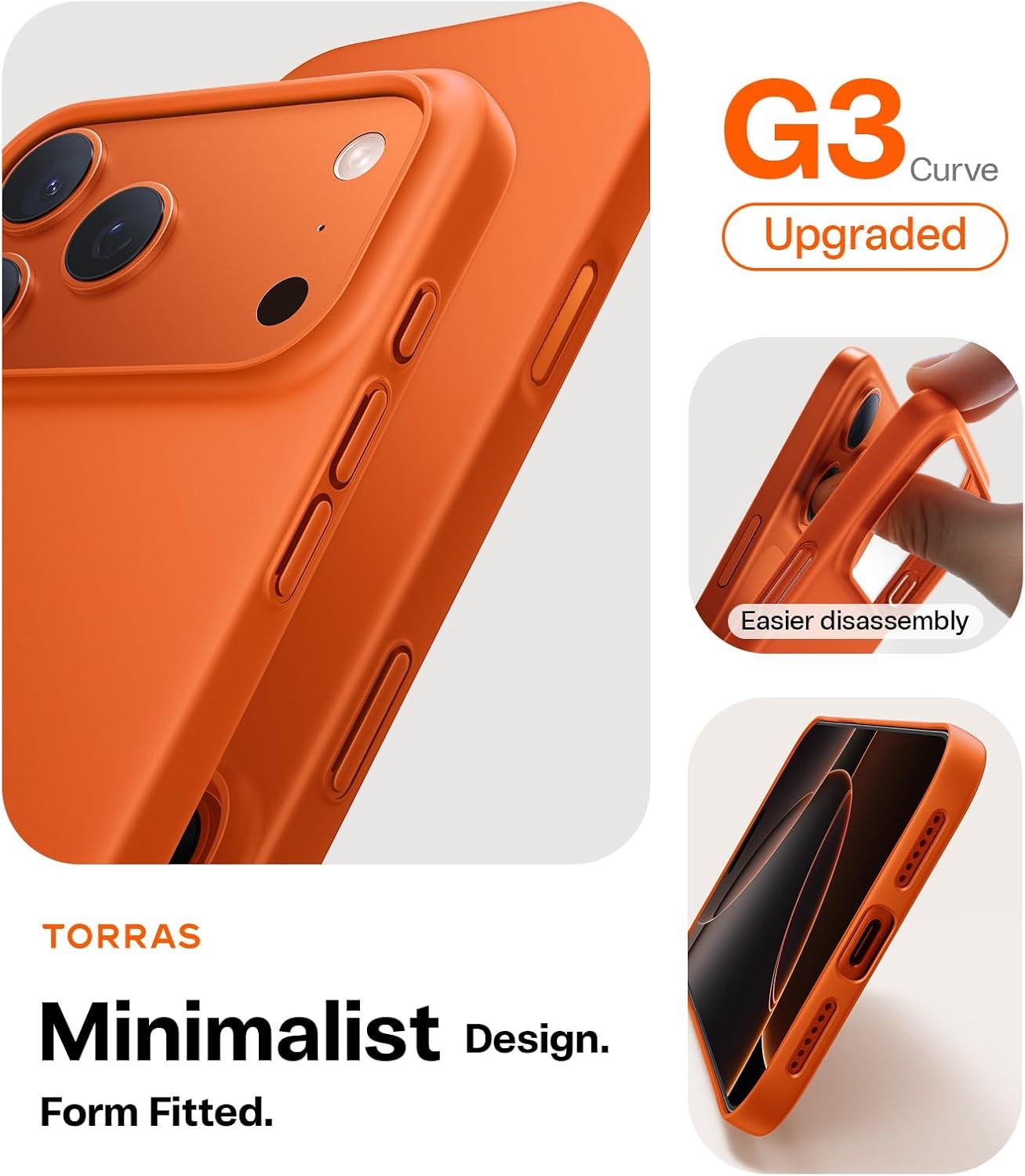 imageTORRAS Slim Fit for iPhone 17 Pro Max Case Ultra Thin 17 Pro Max Case Lightweight Matte AntiScratch Hard PC Cover Phone Case for iPhone 17 Pro Max 69 inch ClearCosmic Orange