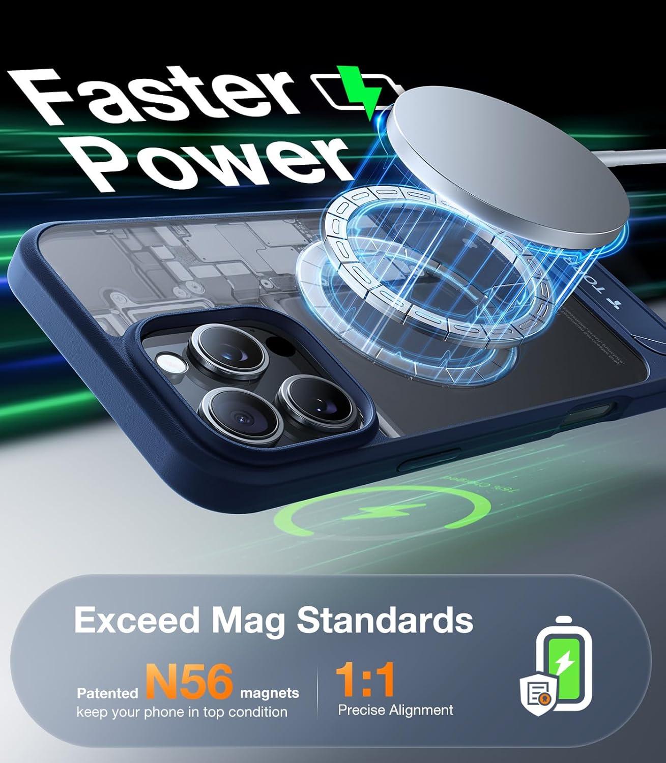 imageTORRAS Strong Magnetic amp Seamless Stand for iPhone 16 Pro Case 18N Mighty Magnetic 12FT MilGrade Drop Tested Fit for MagSafe Kickstand Protective Slim Phone Case for iPhone 16 Pro 63 BlackBlue