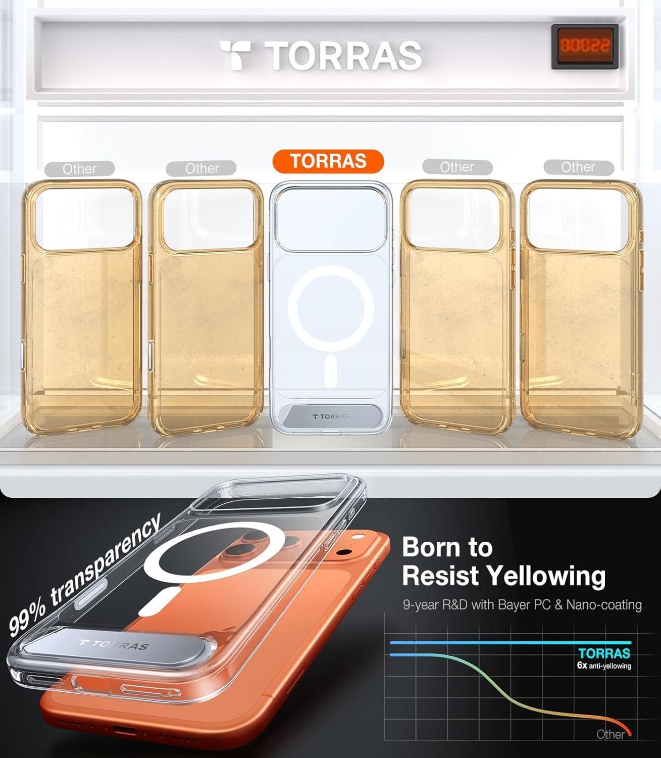 imageTORRAS Strong Magnetic amp Seamless Stand for iPhone 16 Pro Case 18N Mighty Magnetic 12FT MilGrade Drop Tested Fit for MagSafe Kickstand Protective Slim Phone Case for iPhone 16 Pro 63 BlackClear17 Pro