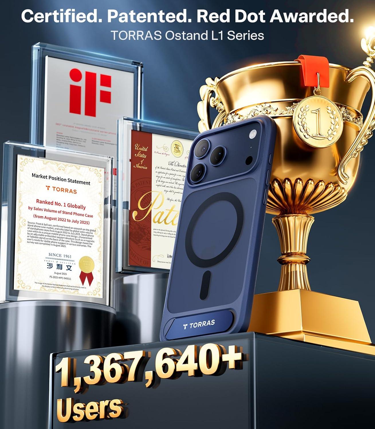 imageTORRAS Strong Magnetic amp Seamless Stand for iPhone 16 Pro Case 18N Mighty Magnetic 12FT MilGrade Drop Tested Fit for MagSafe Kickstand Protective Slim Phone Case for iPhone 16 Pro 63 BlackBlue17 Pro