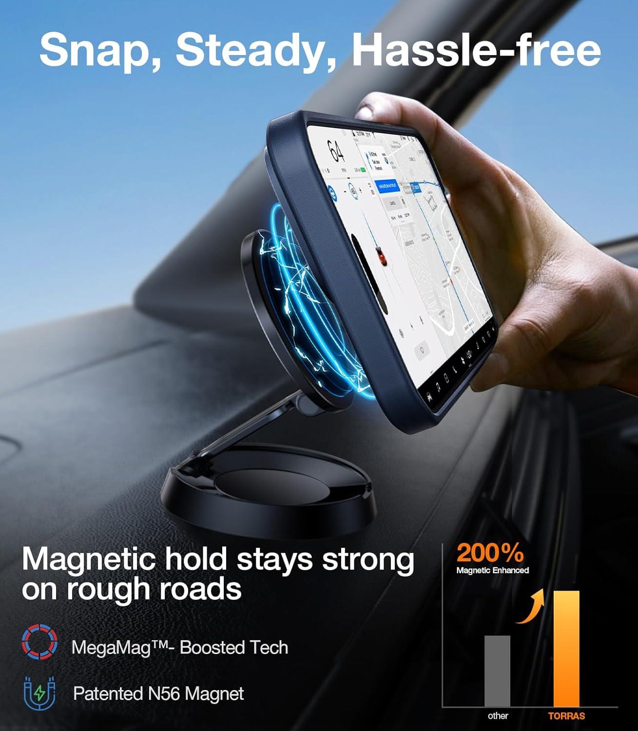 imageTORRAS Strong Magnetic amp Seamless Stand for iPhone 16 Pro Case 18N Mighty Magnetic 12FT MilGrade Drop Tested Fit for MagSafe Kickstand Protective Slim Phone Case for iPhone 16 Pro 63 BlackBlue