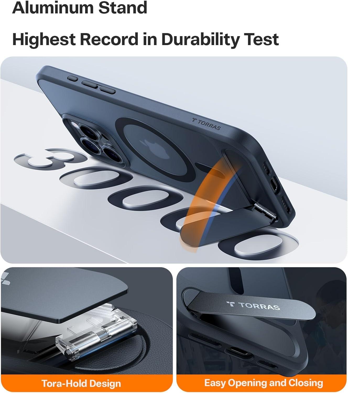 imageTORRAS Strong Magnetic amp Seamless Stand for iPhone 16 Pro Case 18N Mighty Magnetic 12FT MilGrade Drop Tested Fit for MagSafe Kickstand Protective Slim Phone Case for iPhone 16 Pro 63 BlackBlue