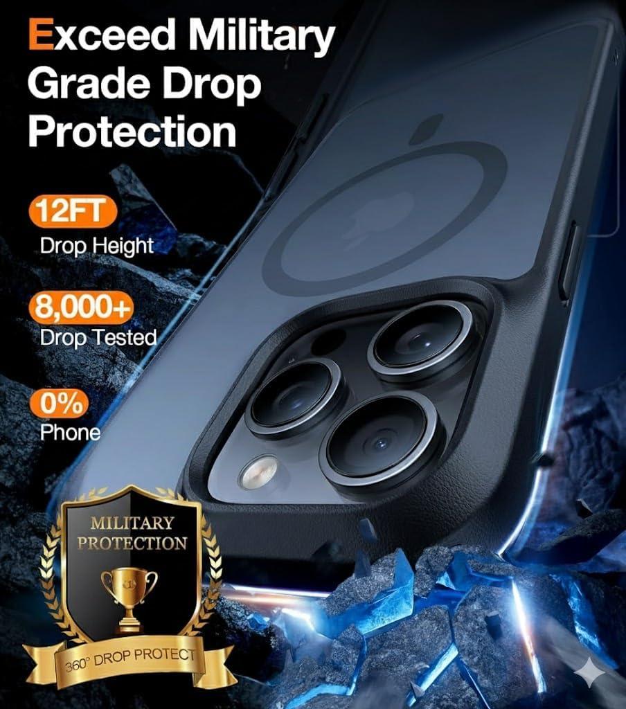 imageTORRAS Stronger Magnetic Clear for iPhone Air Case 65 Thin Fit for MagSafe Transparent amp Anti Yellowing Slim Case for iPhone 17 Air with Camera Control Button Drop Tested Diamond Clear18N Black