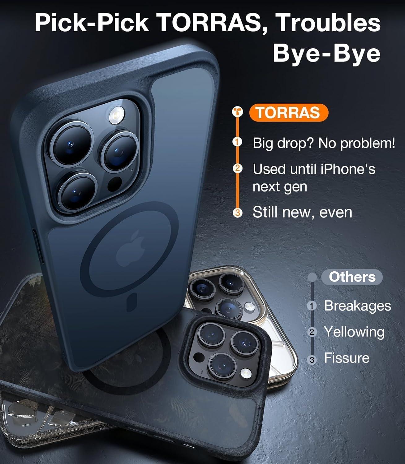 imageTORRAS Stronger Magnetic Clear for iPhone Air Case 65 Thin Fit for MagSafe Transparent amp Anti Yellowing Slim Case for iPhone 17 Air with Camera Control Button Drop Tested Diamond Clear13N Translucent Black