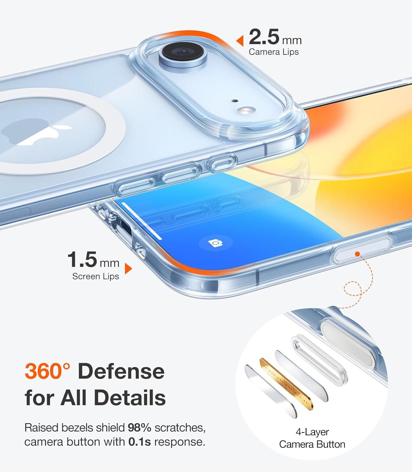 imageTORRAS Stronger Magnetic Clear for iPhone Air Case 65 Thin Fit for MagSafe Transparent amp Anti Yellowing Slim Case for iPhone 17 Air with Camera Control Button Drop Tested Diamond ClearDiamond Clear