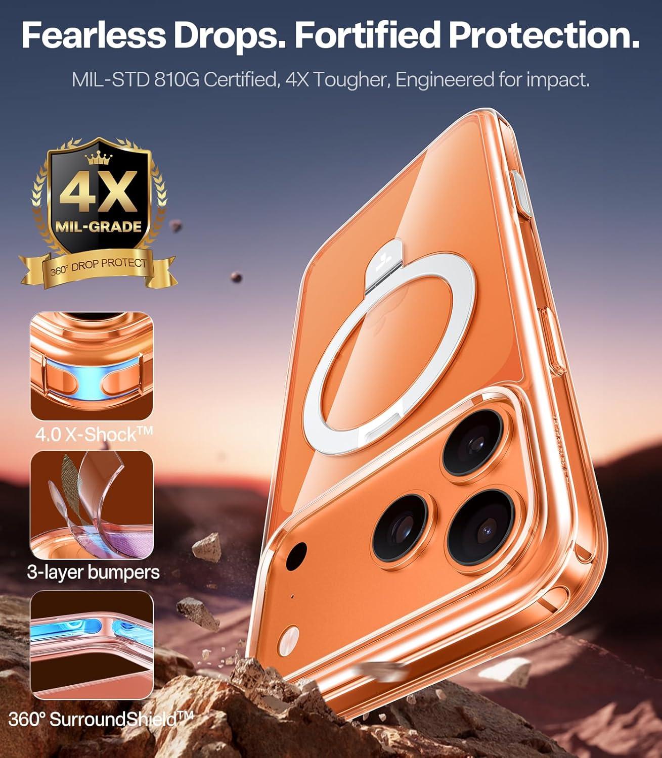 imageTORRAS UltraMagnetic Ostand for iPhone 16 Pro Case Compatible with MagSafe Flexible Stable Stand MilitaryGrade Protection Translucent Slim AntiScratch Ring Kickstand Frosted Black 63Crystal Clear