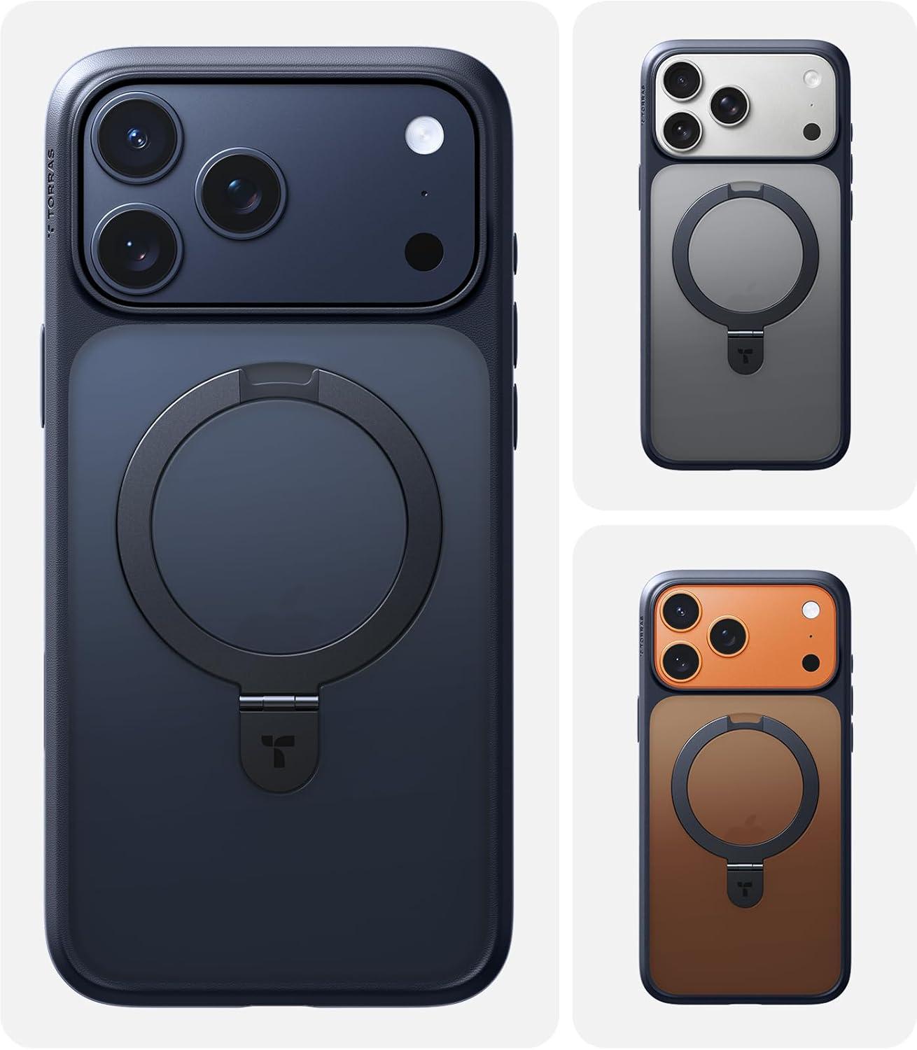 imageTORRAS UltraMagnetic Ostand for iPhone 16 Pro Case Compatible with MagSafe Flexible Stable Stand MilitaryGrade Protection Translucent Slim AntiScratch Ring Kickstand Frosted Black 63Black