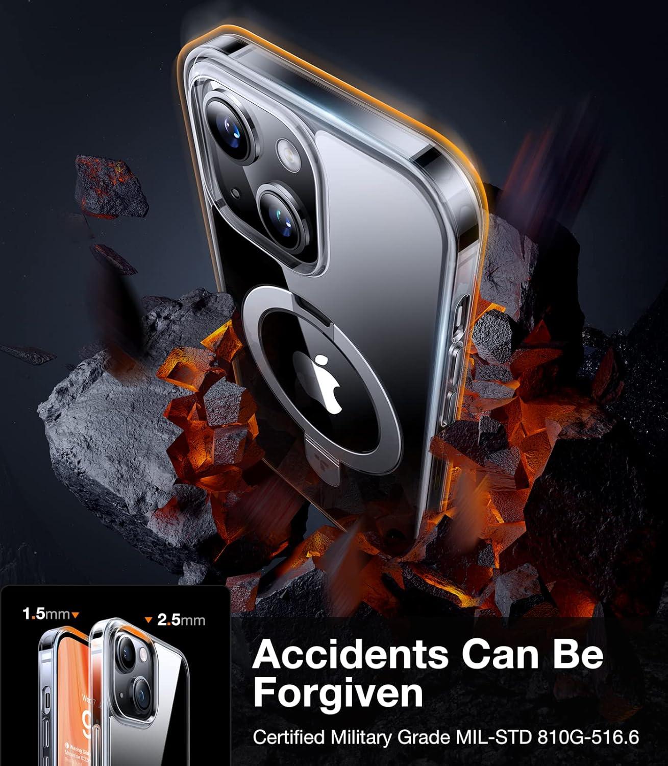 imageTORRAS UltraMagnetic Ostand for iPhone 16 Pro Case Compatible with MagSafe Flexible Stable Stand MilitaryGrade Protection Translucent Slim AntiScratch Ring Kickstand Frosted Black 63Crystal Clear