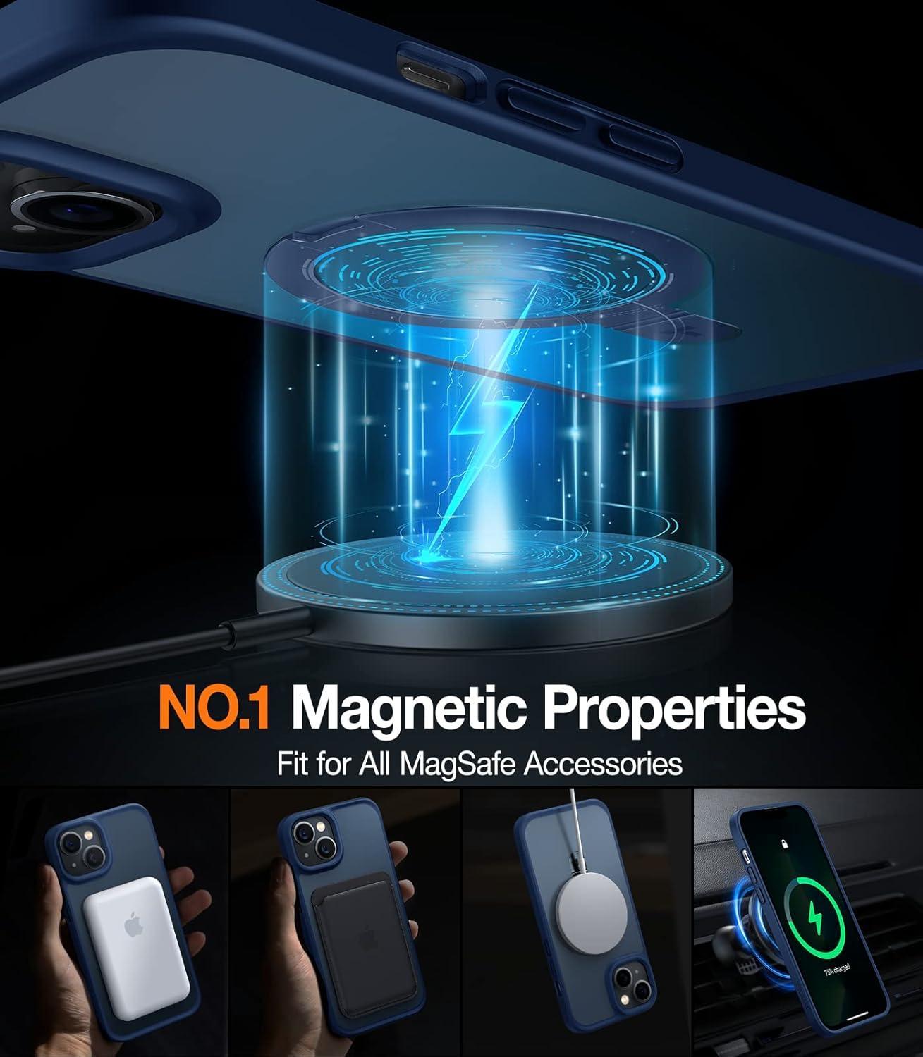 imageTORRAS UltraMagnetic Ostand for iPhone 16 Pro Case Compatible with MagSafe Flexible Stable Stand MilitaryGrade Protection Translucent Slim AntiScratch Ring Kickstand Frosted Black 63Navy Blue