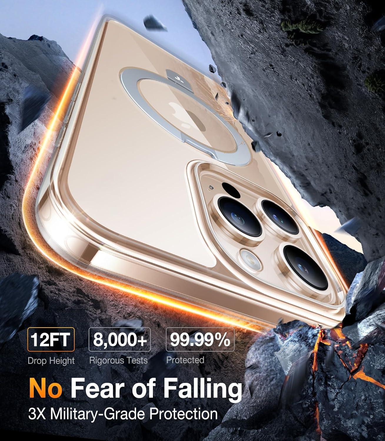 imageTORRAS UltraMagnetic Ostand for iPhone 16 Pro Case Compatible with MagSafe Flexible Stable Stand MilitaryGrade Protection Translucent Slim AntiScratch Ring Kickstand Frosted Black 63Crystal Clear