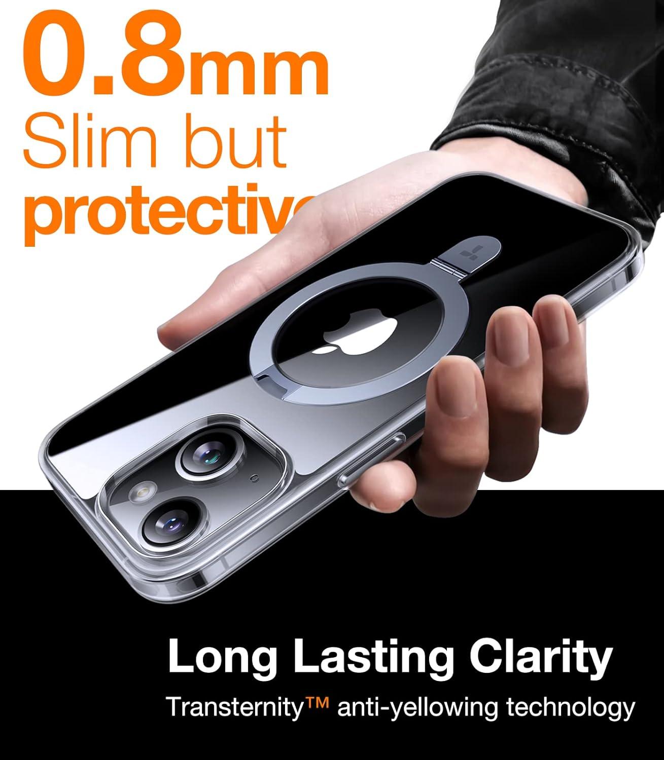 imageTORRAS UltraMagnetic Ostand for iPhone 16 Pro Case Compatible with MagSafe Flexible Stable Stand MilitaryGrade Protection Translucent Slim AntiScratch Ring Kickstand Frosted Black 63Crystal Clear