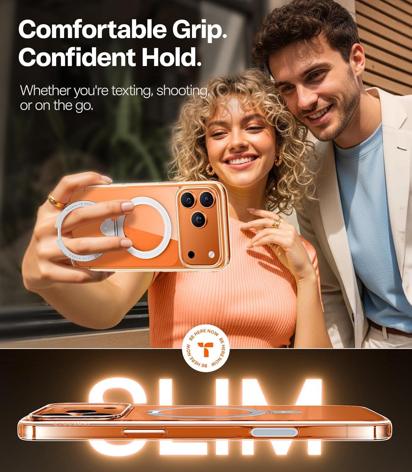 imageTORRAS UltraMagnetic Ostand for iPhone 16 Pro Case Compatible with MagSafe Flexible Stable Stand MilitaryGrade Protection Translucent Slim AntiScratch Ring Kickstand Frosted Black 63Crystal Clear