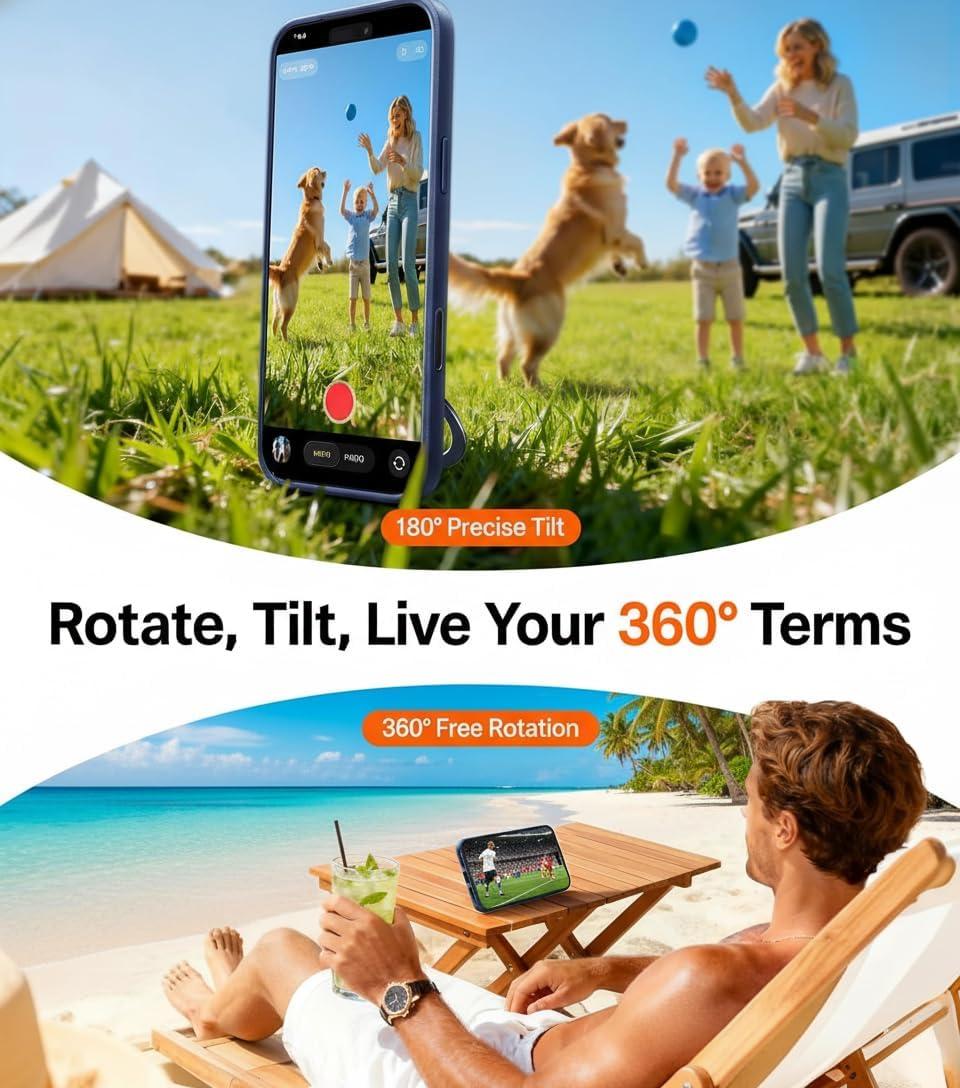 imageTORRAS Upgrade 360Rotatable Magnetic for iPhone 16 Pro Case 63 inch Fit for MagSafe 16 Pro Phone Case 16FT MilGrade Shockproof Flush Stand Ring Holder Translucent Slim Protective Ostand BlackBlue