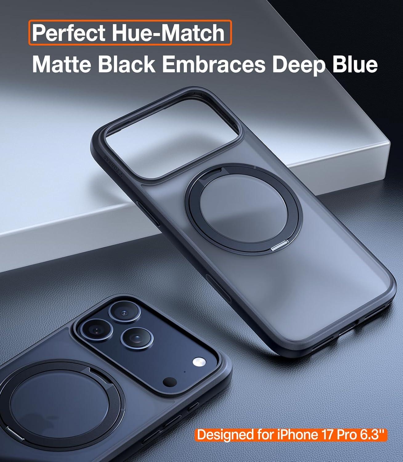 imageTORRAS Upgrade 360Rotatable Magnetic for iPhone 16 Pro Case 63 inch Fit for MagSafe 16 Pro Phone Case 16FT MilGrade Shockproof Flush Stand Ring Holder Translucent Slim Protective Ostand BlackBlack