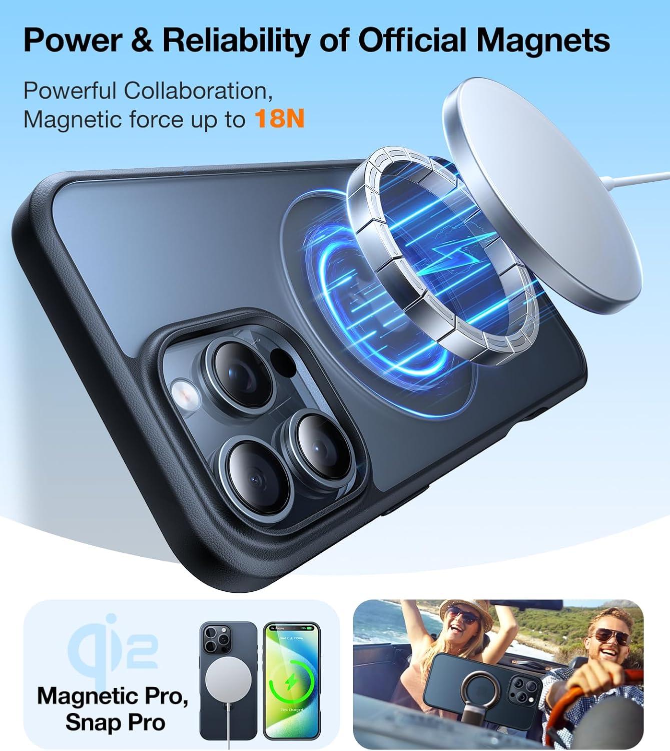 imageTORRAS Upgrade 360Rotatable Magnetic for iPhone 16 Pro Case 63 inch Fit for MagSafe 16 Pro Phone Case 16FT MilGrade Shockproof Flush Stand Ring Holder Translucent Slim Protective Ostand BlackBlack