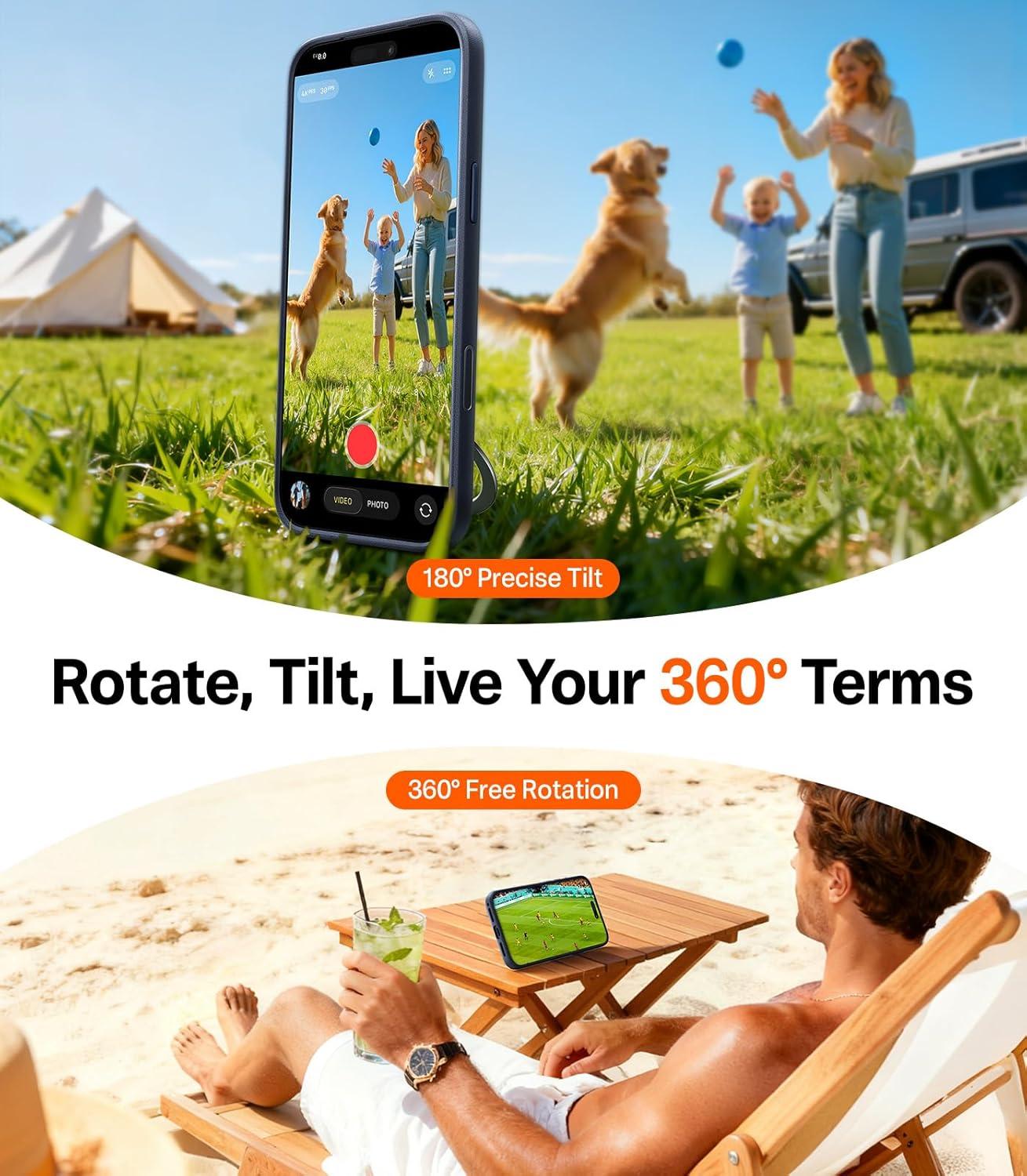 imageTORRAS Upgrade 360Rotatable Magnetic for iPhone 16 Pro Case 63 inch Fit for MagSafe 16 Pro Phone Case 16FT MilGrade Shockproof Flush Stand Ring Holder Translucent Slim Protective Ostand BlackBlack