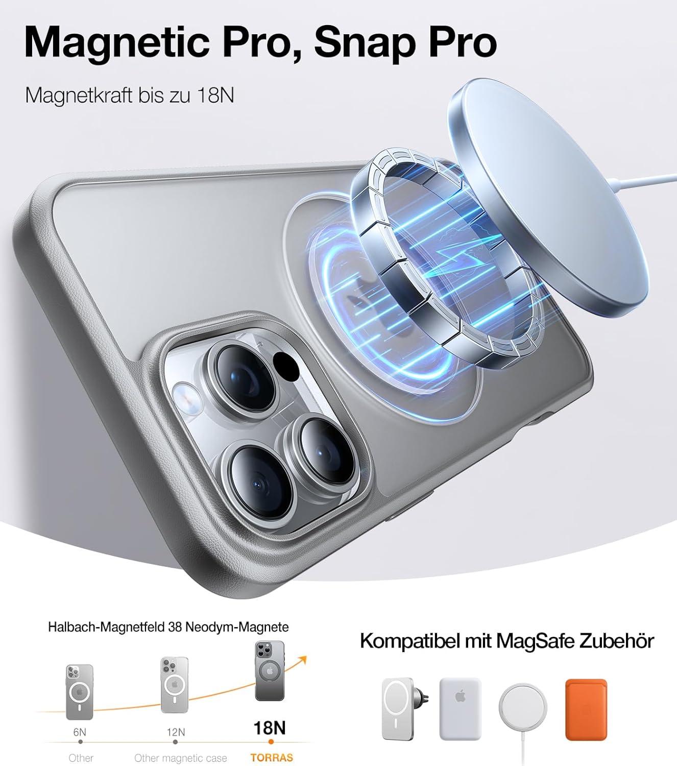 imageTORRAS Upgrade 360Rotatable Magnetic for iPhone 16 Pro Case 63 inch Fit for MagSafe 16 Pro Phone Case 16FT MilGrade Shockproof Flush Stand Ring Holder Translucent Slim Protective Ostand BlackNatural Titanium