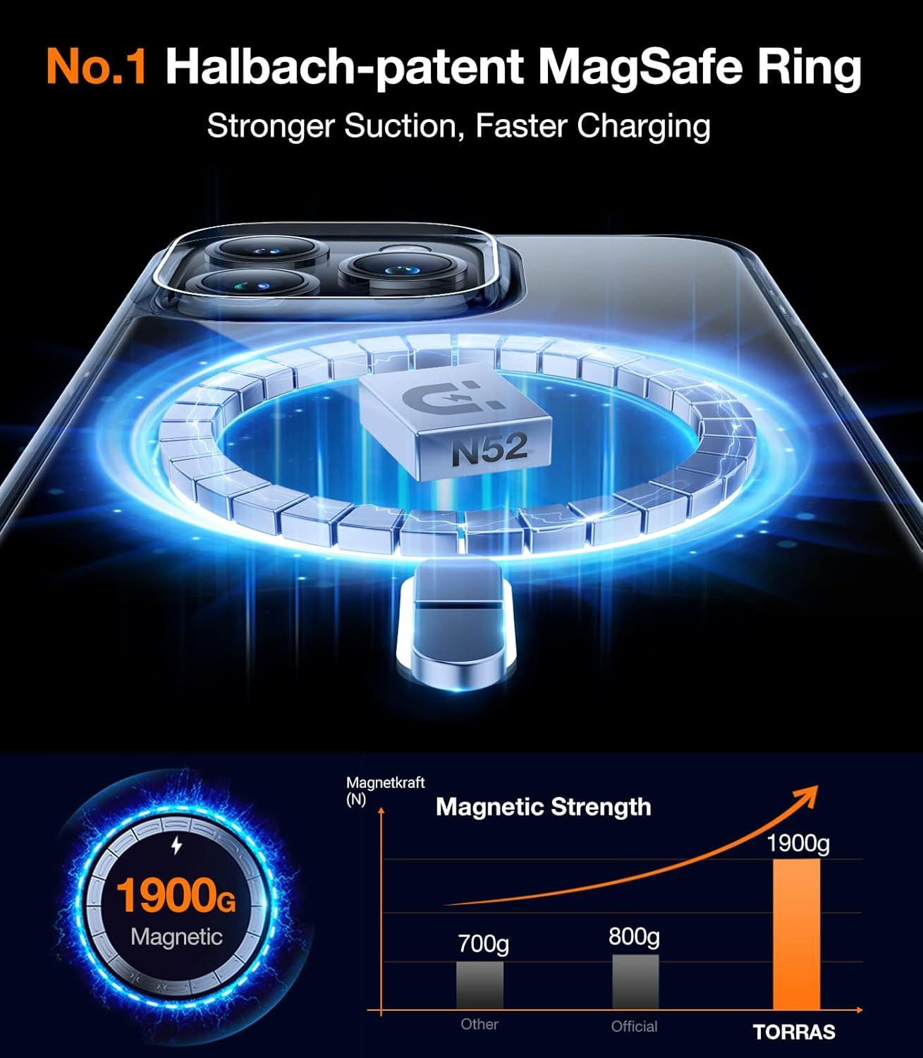 imageTORRAS for iPhone 16 Plus Case Compatible with MagSafe MilitaryGrade Drop Tested Translucent Magnetic Slim Protective Case for iPhone 16 Plus AntiFingerprint AntiScratch 63 BlackClear