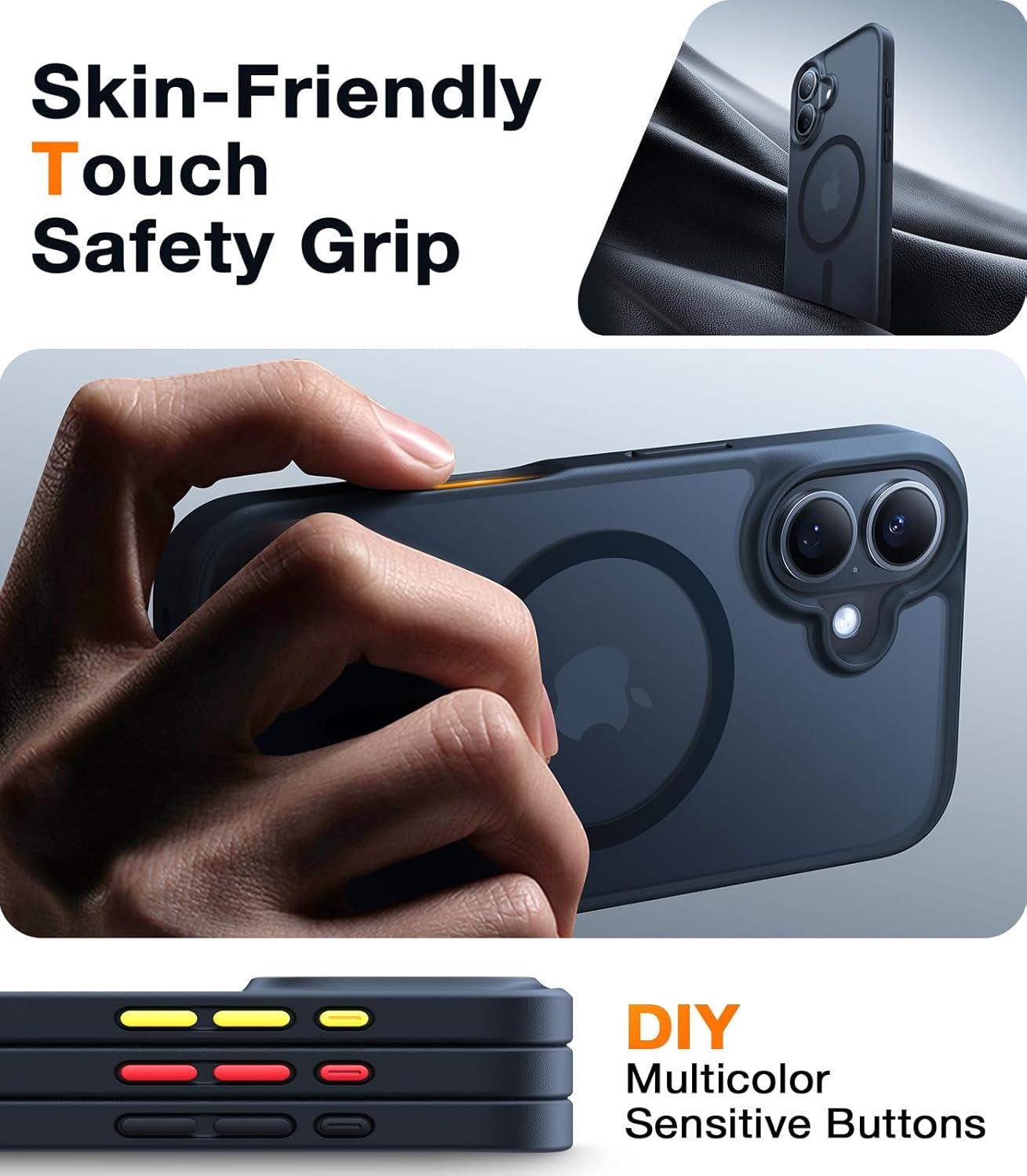 imageTORRAS for iPhone 16 Plus Case Compatible with MagSafe MilitaryGrade Drop Tested Translucent Magnetic Slim Protective Case for iPhone 16 Plus AntiFingerprint AntiScratch 63 BlackBlack