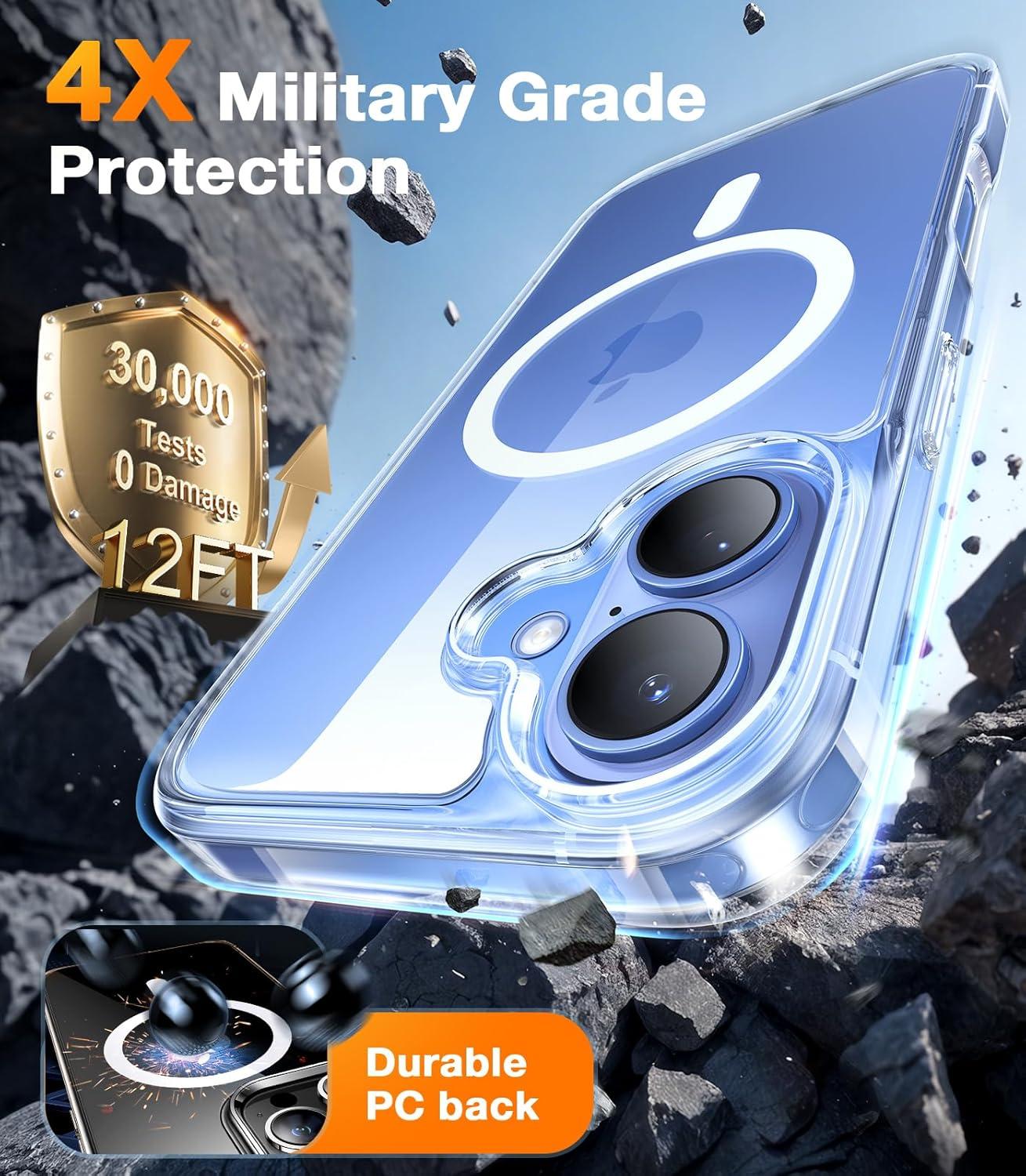 imageTORRAS for iPhone 16 Plus Case Compatible with MagSafe MilitaryGrade Drop Tested Translucent Magnetic Slim Protective Case for iPhone 16 Plus AntiFingerprint AntiScratch 63 BlackClear