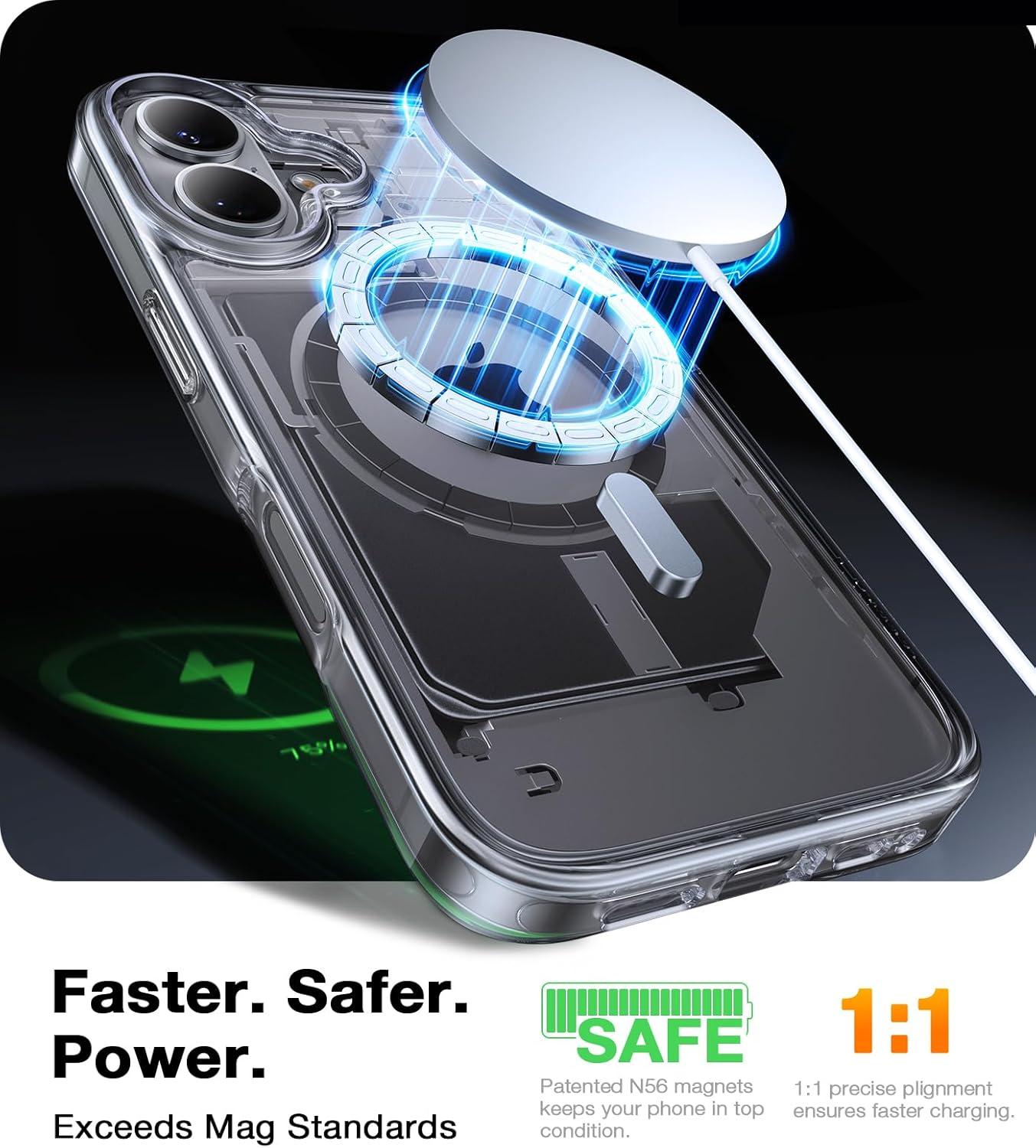imageTORRAS for iPhone 16 Plus Case Compatible with MagSafe MilitaryGrade Drop Tested Translucent Magnetic Slim Protective Case for iPhone 16 Plus AntiFingerprint AntiScratch 63 BlackClear