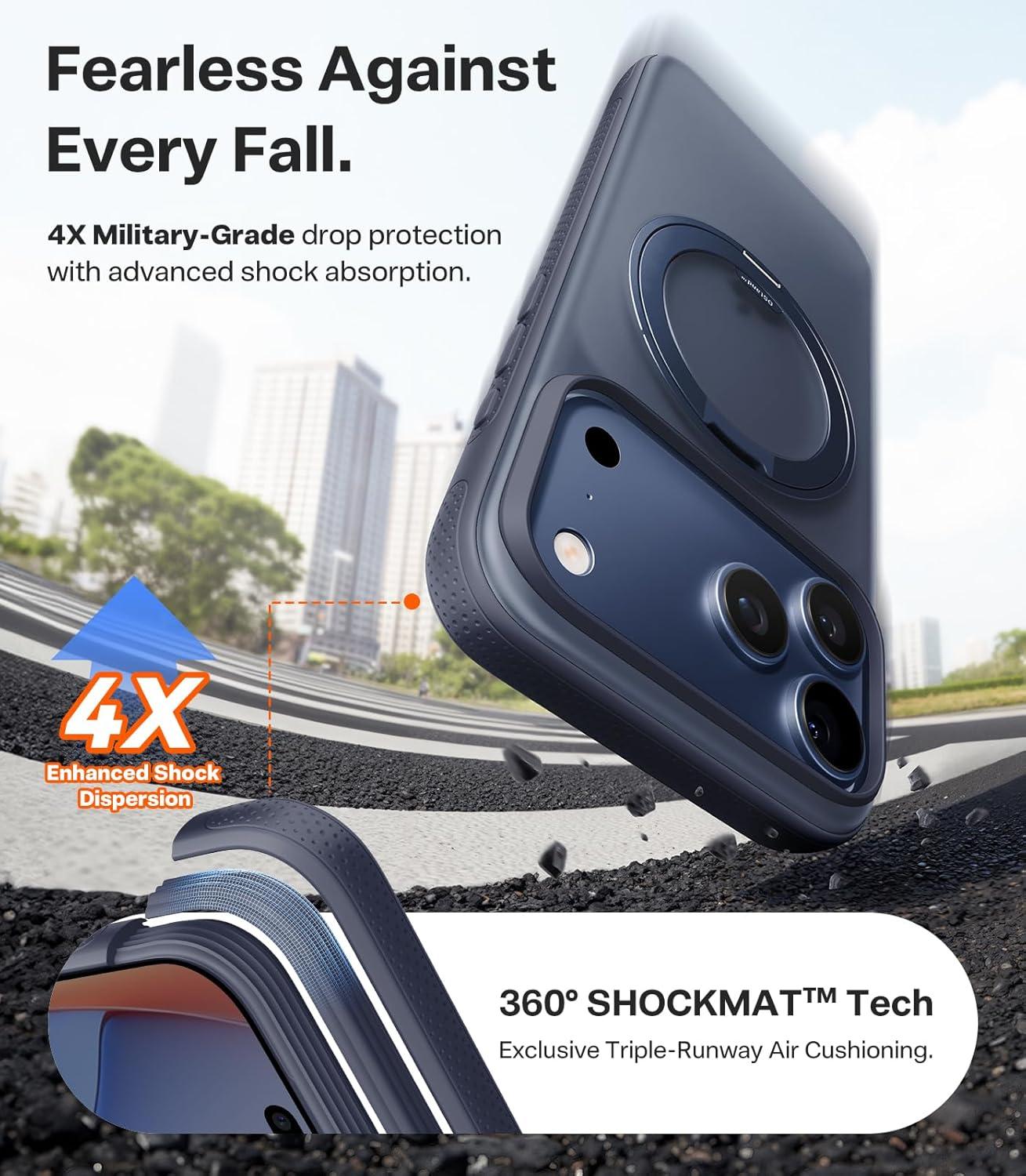 imageTORRAS for iPhone 17 Pro Max Case 360 Magnetic Stand Fit for MagSafe 4X MilitaryGrade Protection Slim Case for iPhone 17 Pro Max 69 Translucent Deep Blue Ostand O3 Fitness SeriesADeep Blue