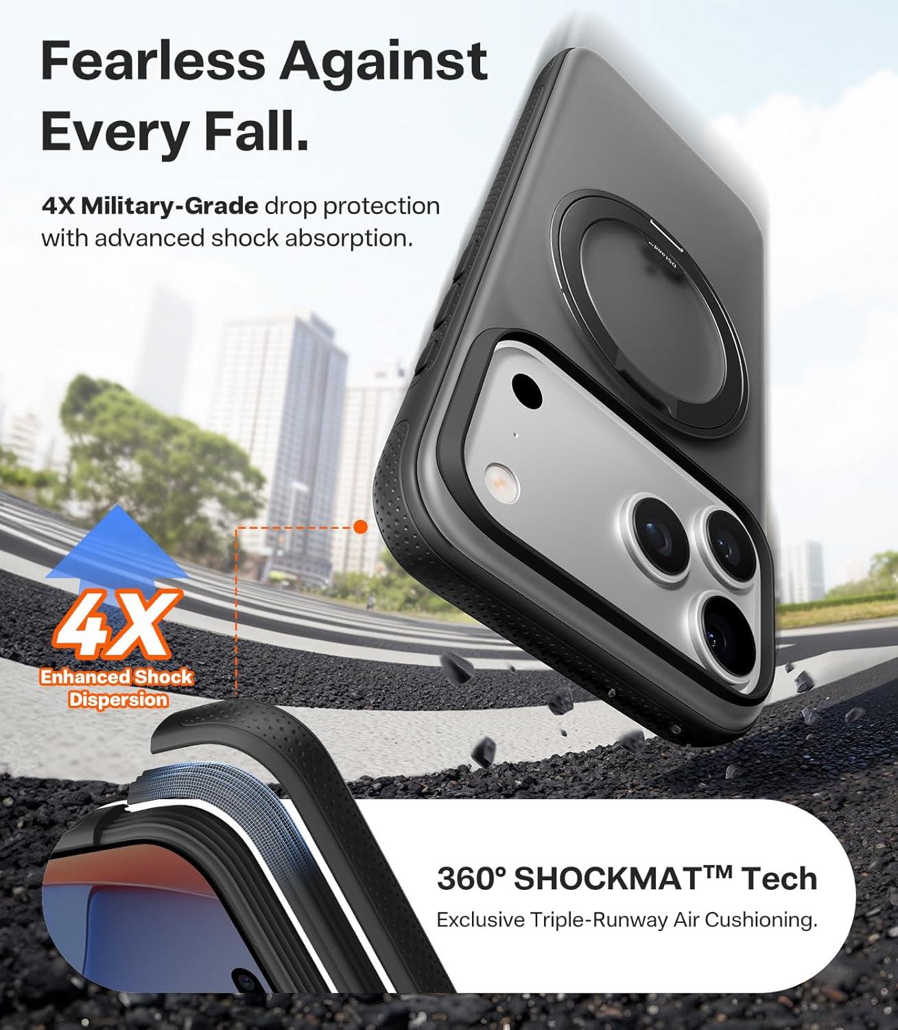 imageTORRAS for iPhone 17 Pro Max Case 360 Magnetic Stand Fit for MagSafe 4X MilitaryGrade Protection Slim Case for iPhone 17 Pro Max 69 Translucent Deep Blue Ostand O3 Fitness SeriesCObsidian Black