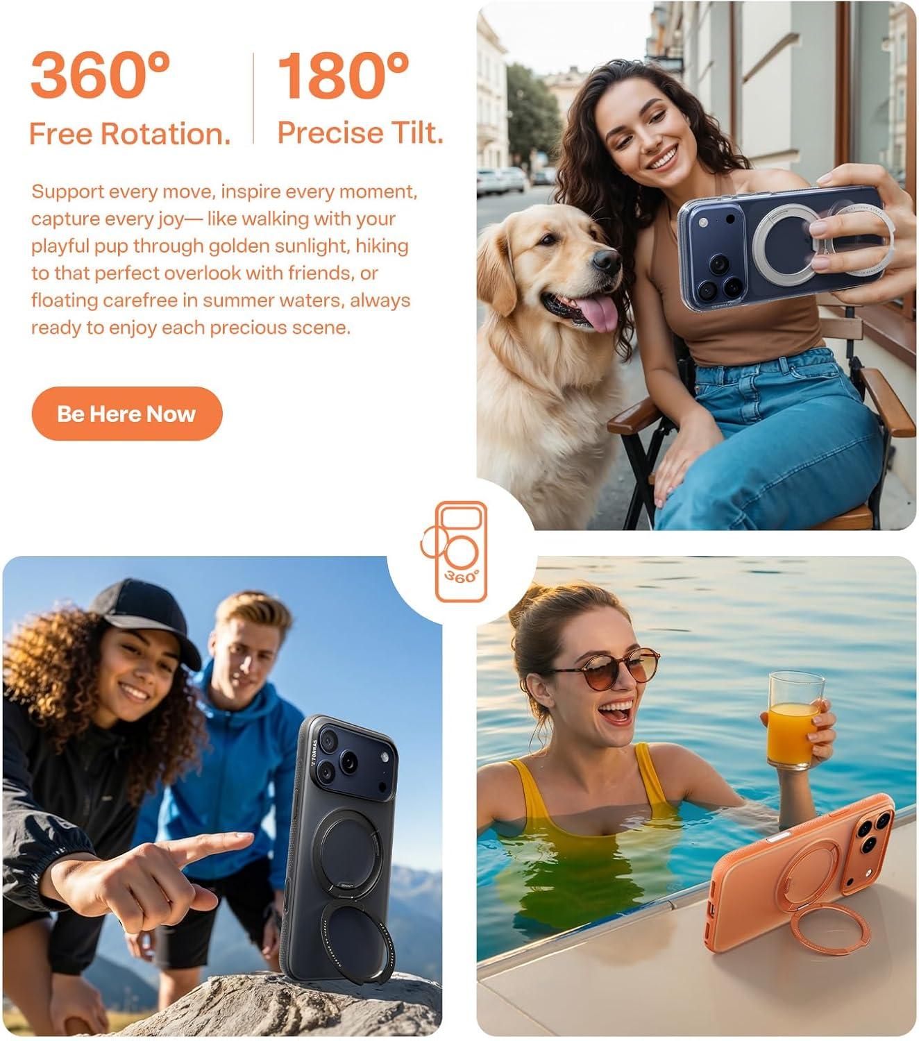 imageTORRAS for iPhone 17 Pro Max Case 360 Magnetic Stand Fit for MagSafe 4X MilitaryGrade Protection Slim Case for iPhone 17 Pro Max 69 Translucent Deep Blue Ostand O3 Fitness SeriesBCrystal Clear