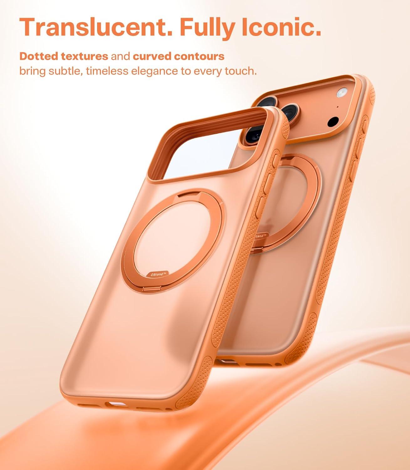 imageTORRAS for iPhone 17 Pro Max Case 360 Magnetic Stand Fit for MagSafe 4X MilitaryGrade Protection Slim Case for iPhone 17 Pro Max 69 Translucent Deep Blue Ostand O3 Fitness SeriesFCosmic Orange