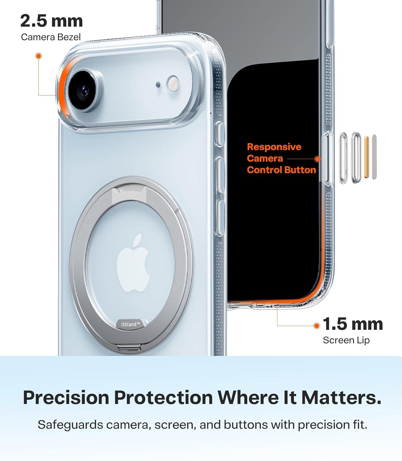 imageTORRAS for iPhone 17 Pro Max Case 360 Magnetic Stand Fit for MagSafe 4X MilitaryGrade Protection Slim Case for iPhone 17 Pro Max 69 Translucent Deep Blue Ostand O3 Fitness SeriesBCrystal Clear