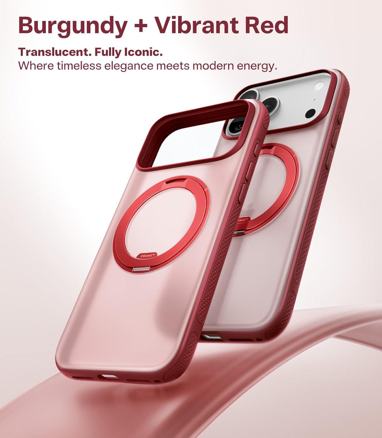 imageTORRAS for iPhone 17 Pro Max Case 360 Magnetic Stand Fit for MagSafe 4X MilitaryGrade Protection Slim Case for iPhone 17 Pro Max 69 Translucent Deep Blue Ostand O3 Fitness SeriesDBurgundy Red