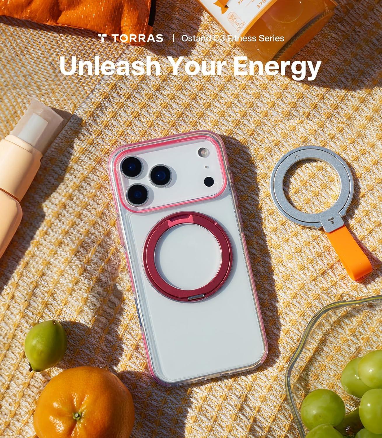 imageTORRAS for iPhone 17 Pro Max Case 360 Magnetic Stand Fit for MagSafe 4X MilitaryGrade Protection Slim Case for iPhone 17 Pro Max 69 Translucent Deep Blue Ostand O3 Fitness SeriesHClear Pink