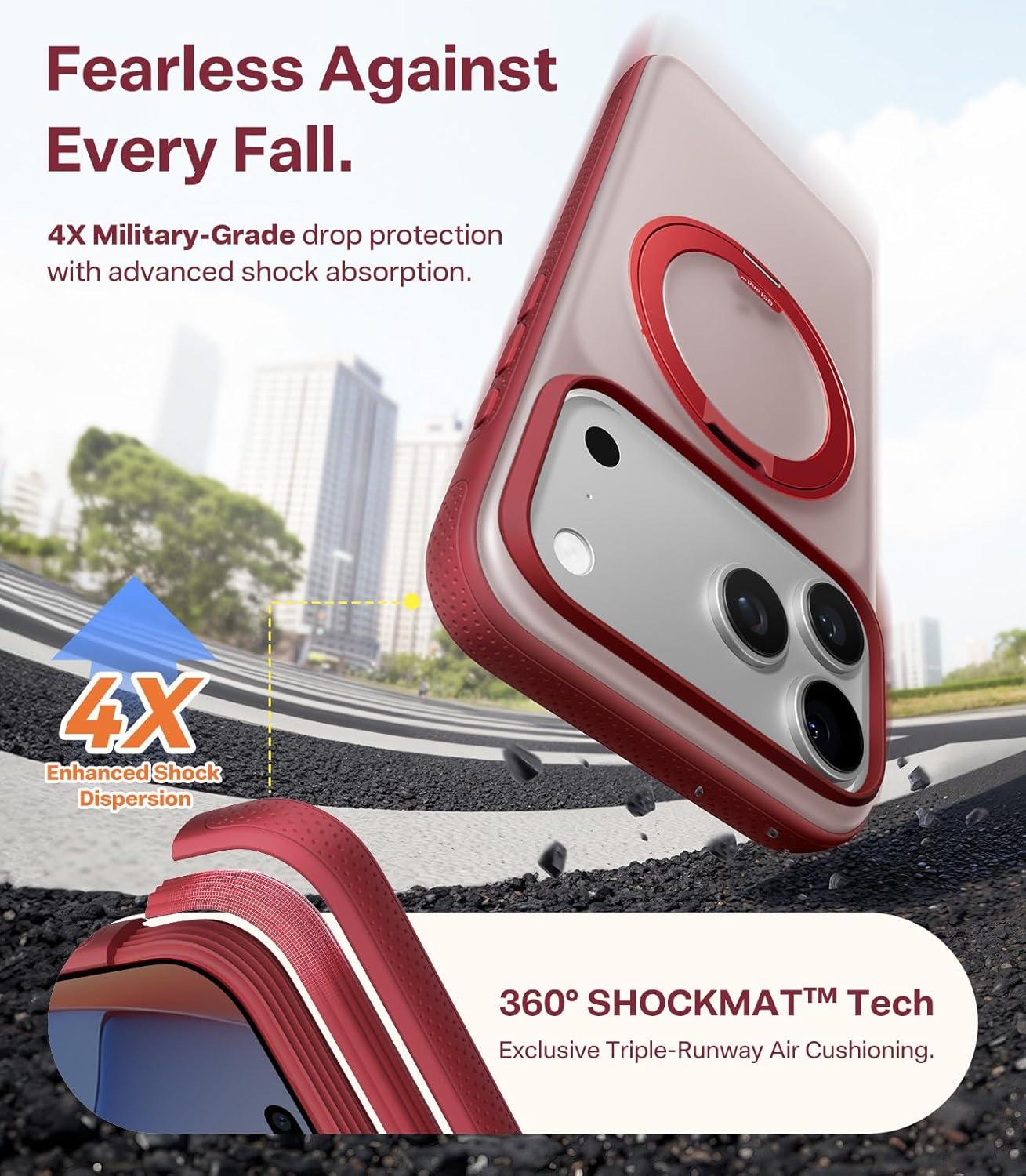 imageTORRAS for iPhone 17 Pro Max Case 360 Magnetic Stand Fit for MagSafe 4X MilitaryGrade Protection Slim Case for iPhone 17 Pro Max 69 Translucent Deep Blue Ostand O3 Fitness SeriesDBurgundy Red