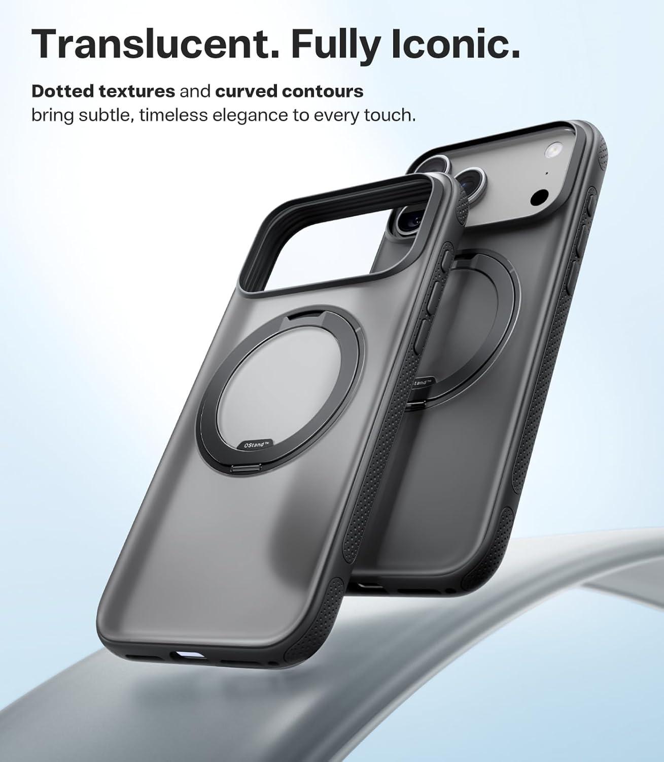 imageTORRAS for iPhone 17 Pro Max Case 360 Magnetic Stand Fit for MagSafe 4X MilitaryGrade Protection Slim Case for iPhone 17 Pro Max 69 Translucent Deep Blue Ostand O3 Fitness SeriesCObsidian Black