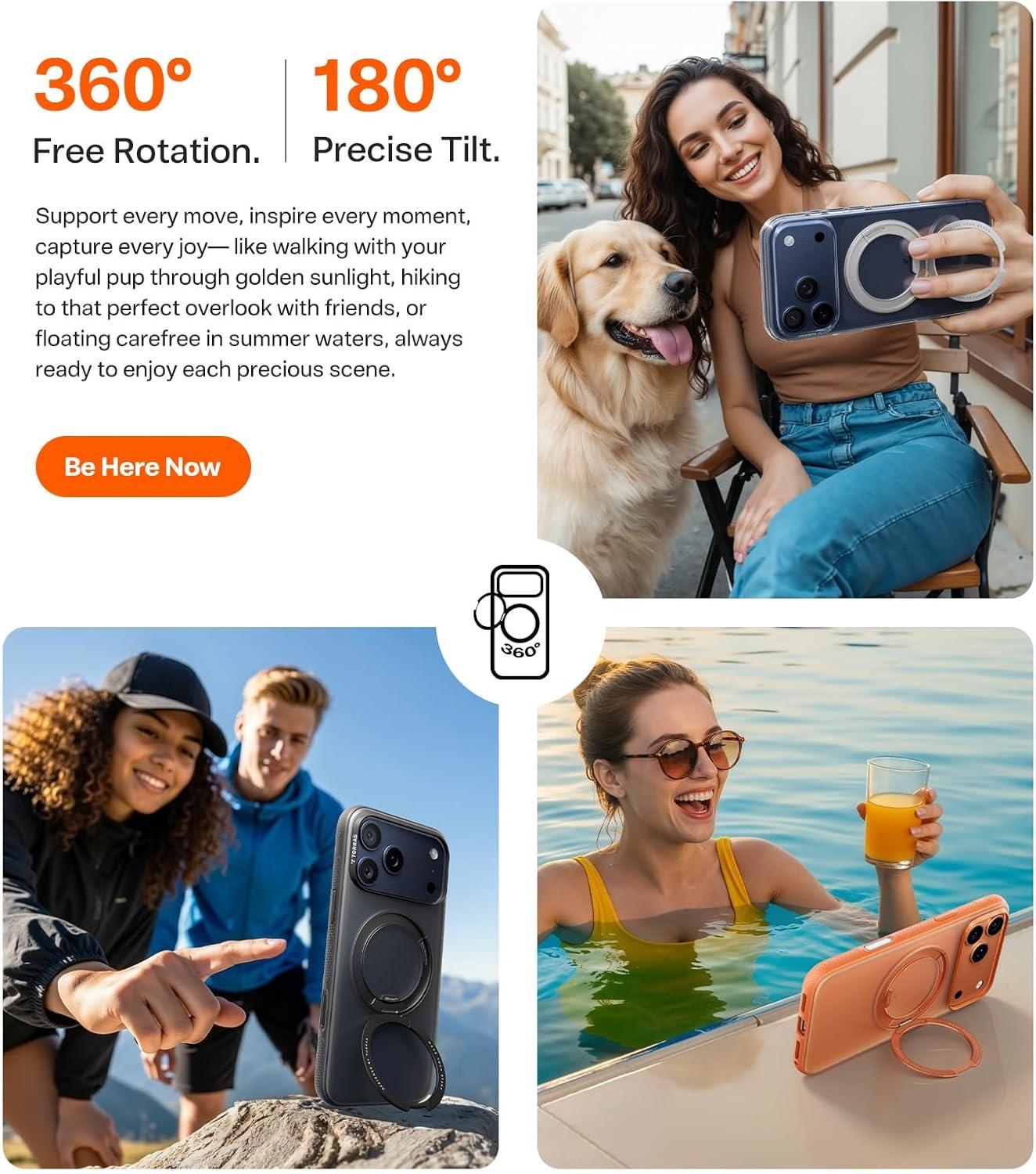 imageTORRAS for iPhone 17 Pro Max Case 360 Magnetic Stand Fit for MagSafe 4X MilitaryGrade Protection Slim Case for iPhone 17 Pro Max 69 Translucent Deep Blue Ostand O3 Fitness SeriesCObsidian Black